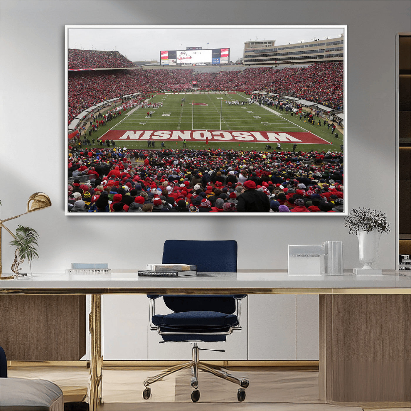 23461-MGV-FC-36X24_White-Wisconsin Badgers Team Print Canvas - Madison Camp Randall Stadium Wall Art Canvas Print