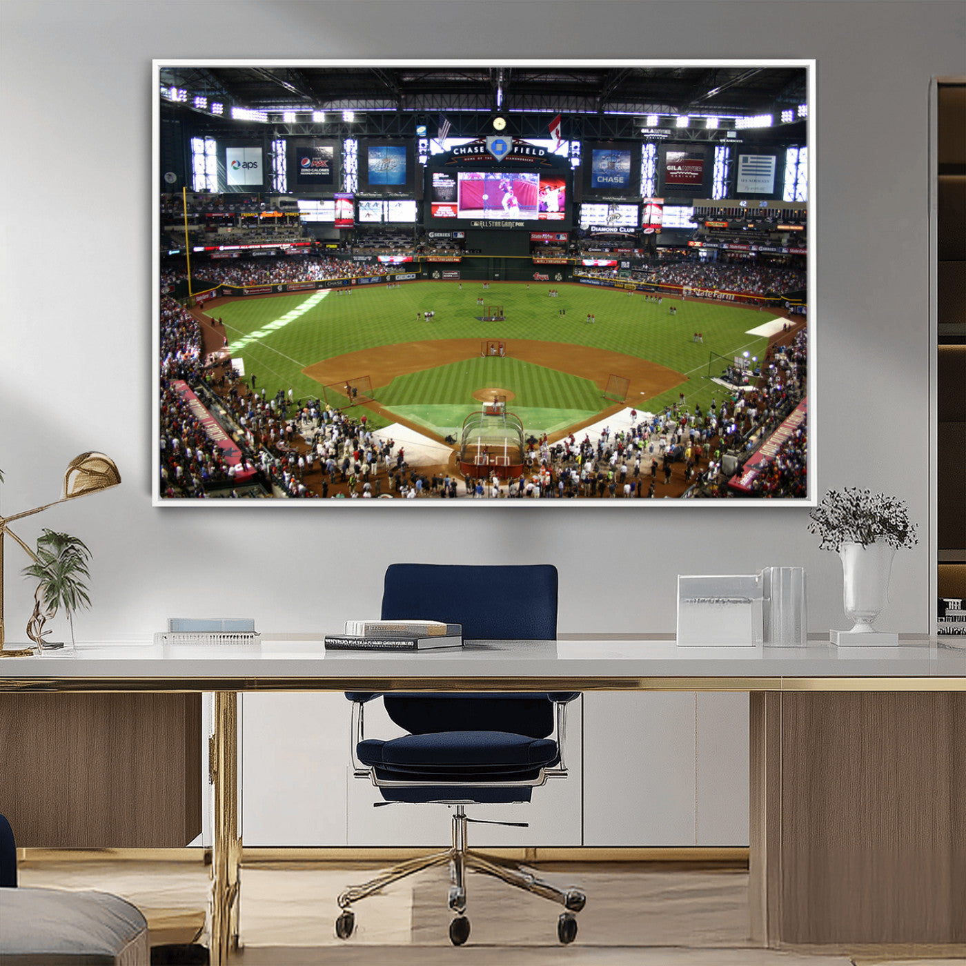 91630-MGV-CV-36X24-Arizona Diamondbacks Baseball Team Print - Phoenix Chase Field Baseball Stadium Wall Art Canvas