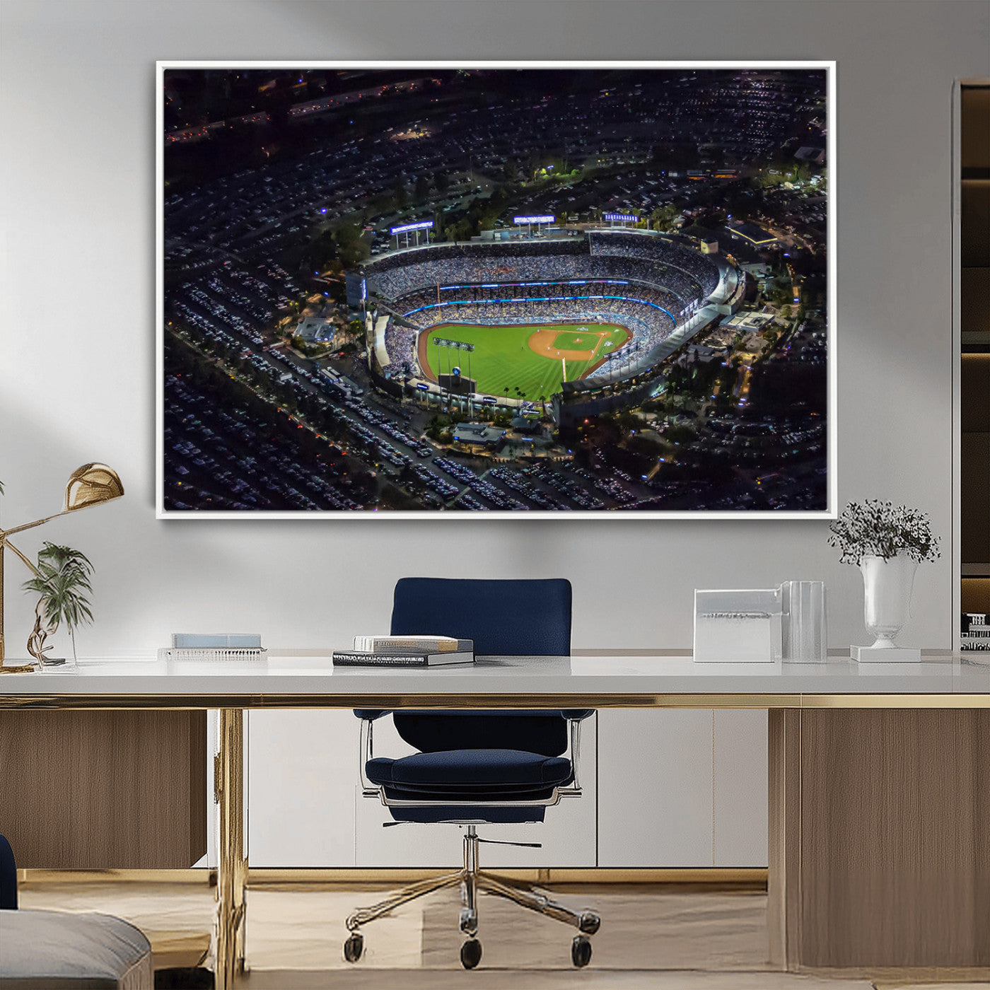 20932-MGV-CV-36X24-Los Angeles Dodgers Dodger Stadium Wall Art Canvas Print - MLB Baseball Stadium