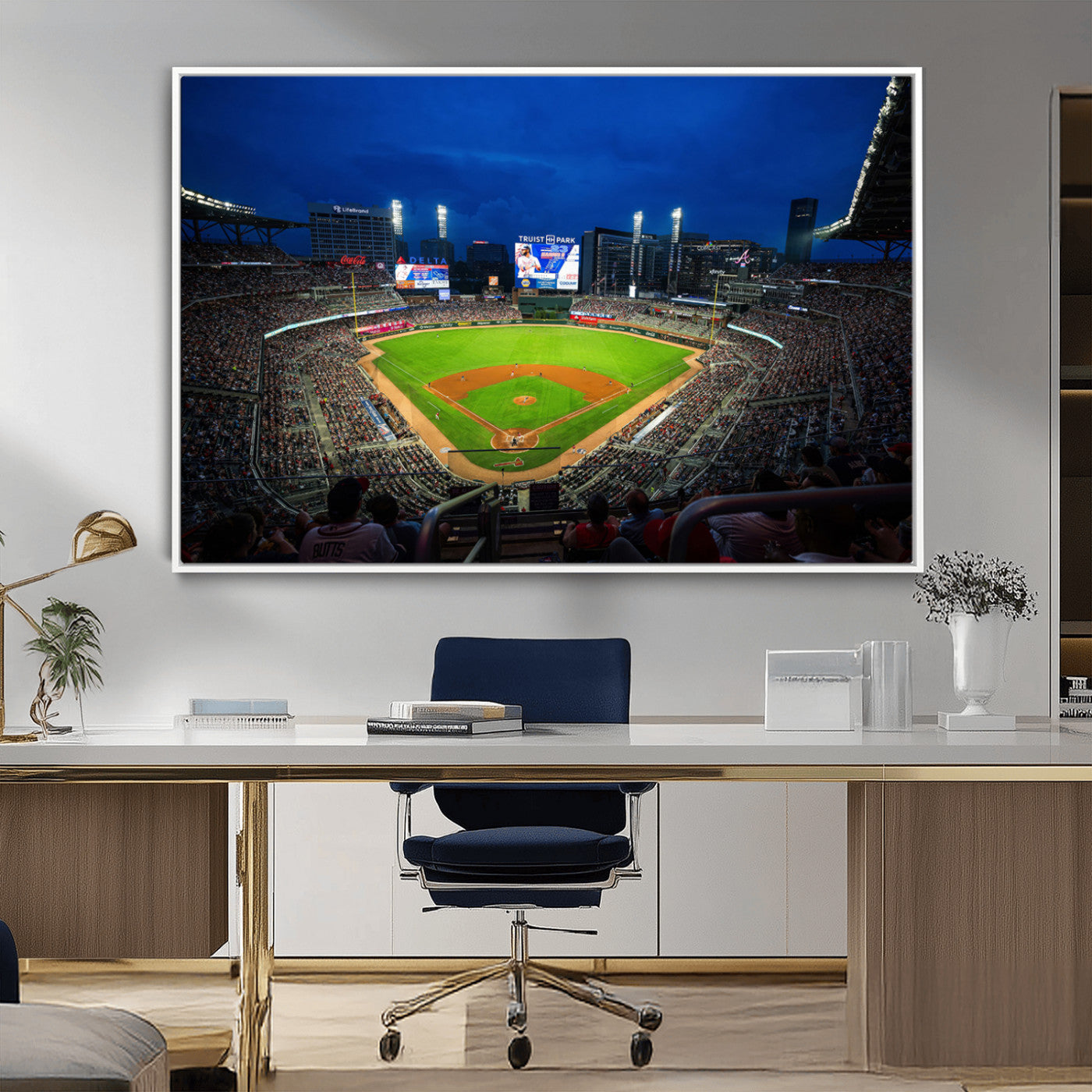 88590-MGV-CV-36X24-Truist Park Night Game Canvas Art - Atlanta Braves Stadium Wall Art Canvas