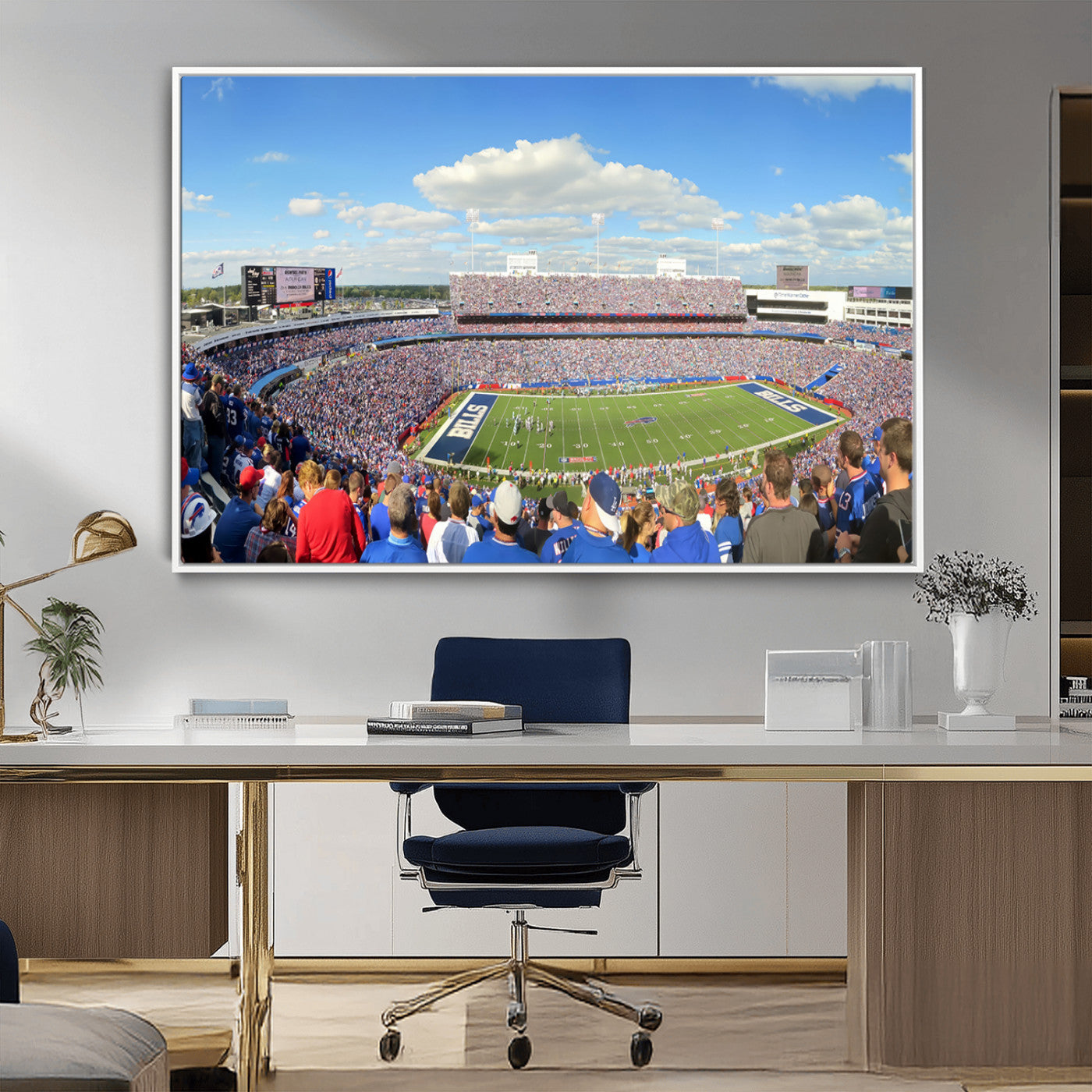 35302-MGV-FC-36X24_White-Buffalo Bills NFL Football Team Print - Buffalo Highmark Stadium Wall Art Canvas Print