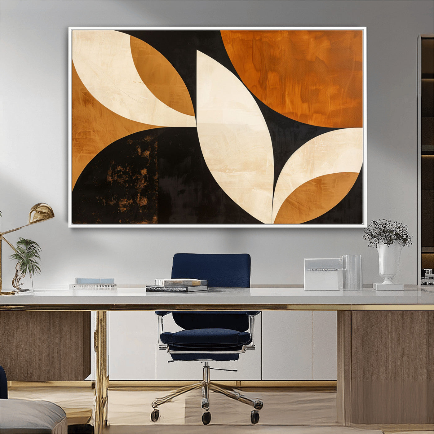 21251-MGV-CV-36X24-Geometric Abstract Wall Art Canvas Print, Mid Century Modern Wall Art Print