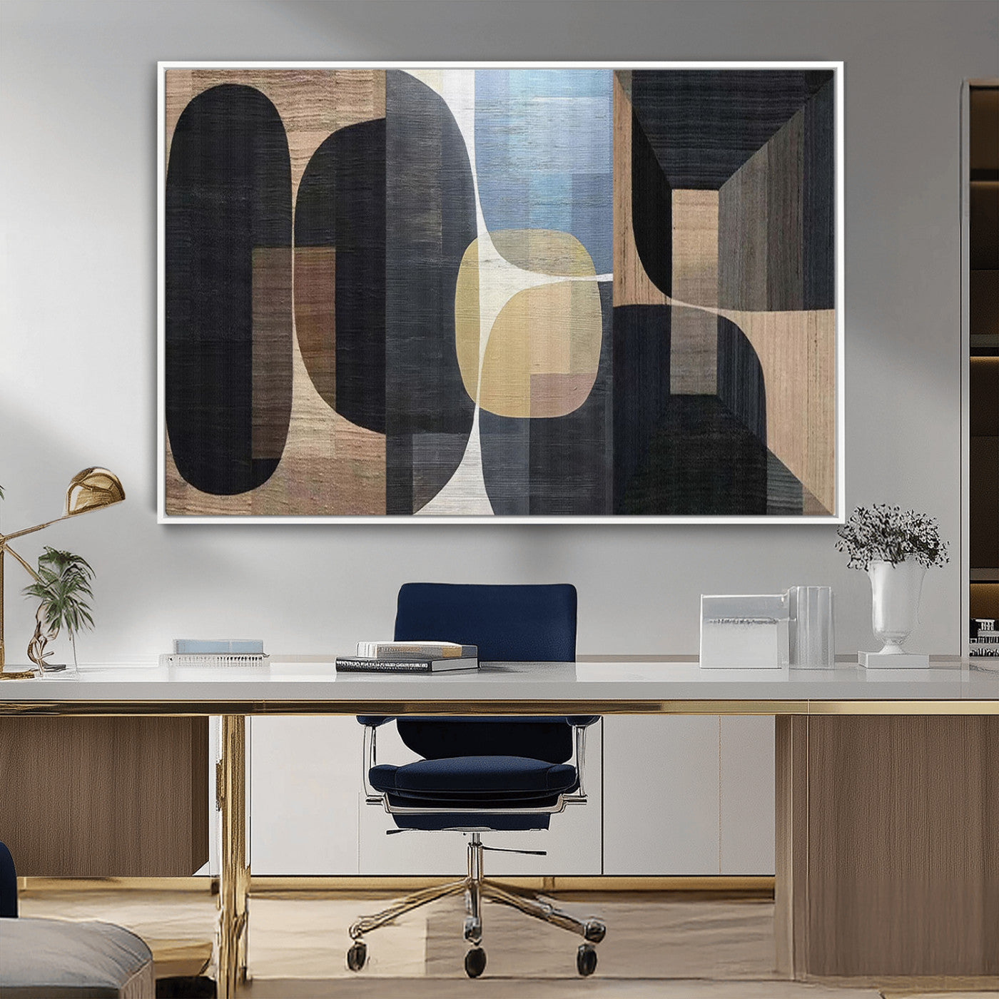 75252-MGV-CV-36X24-Minimalist Wabi Sabi Abstract Geometric Wall Art Canvas Print – Modern Minimalist Shapes – Ready to