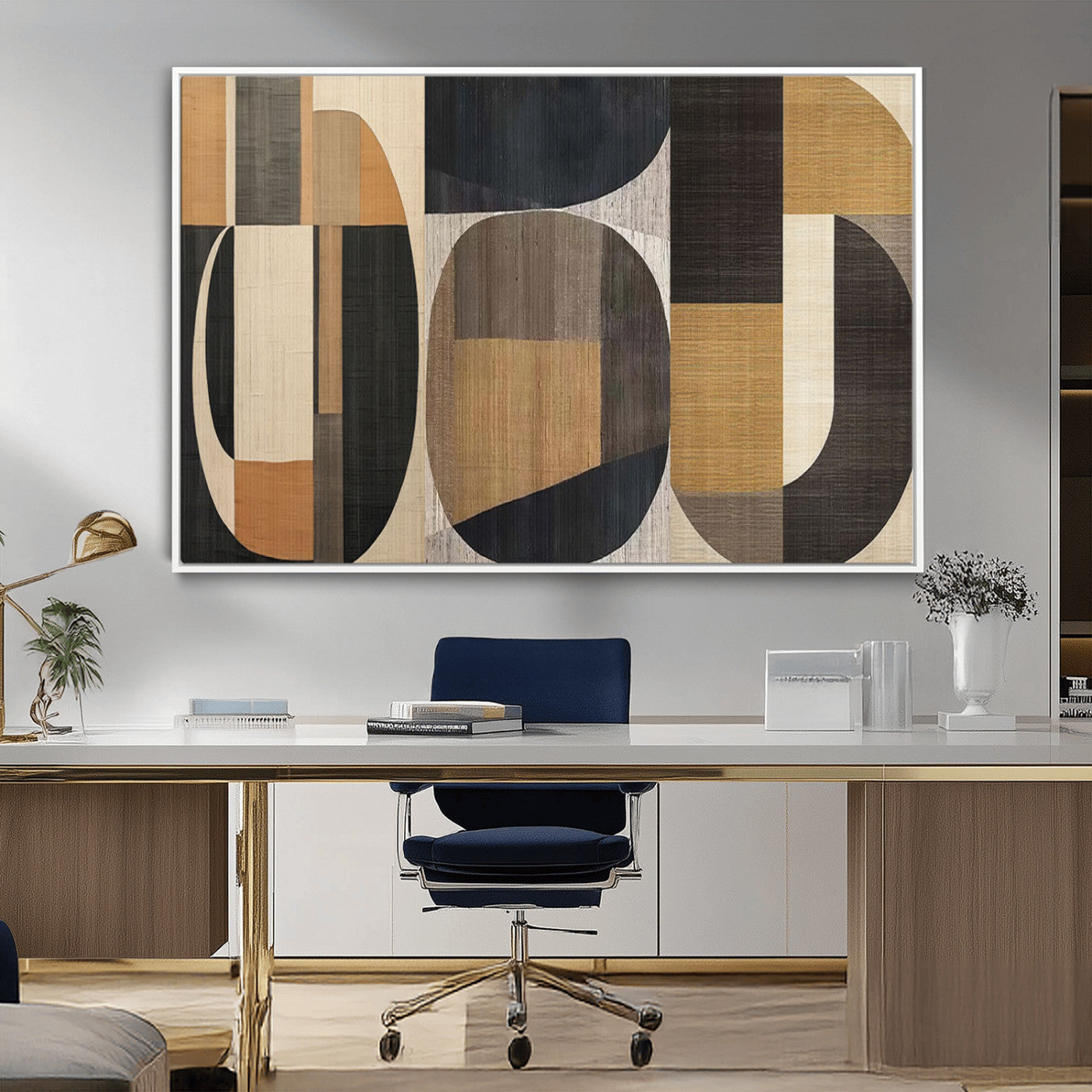 84035-MGV-CV-36X24-Modern Brown Wabi Sabi Wall Art Canvas Print Set – Framed Minimalist Abstract Artwork for Home, Office Decor