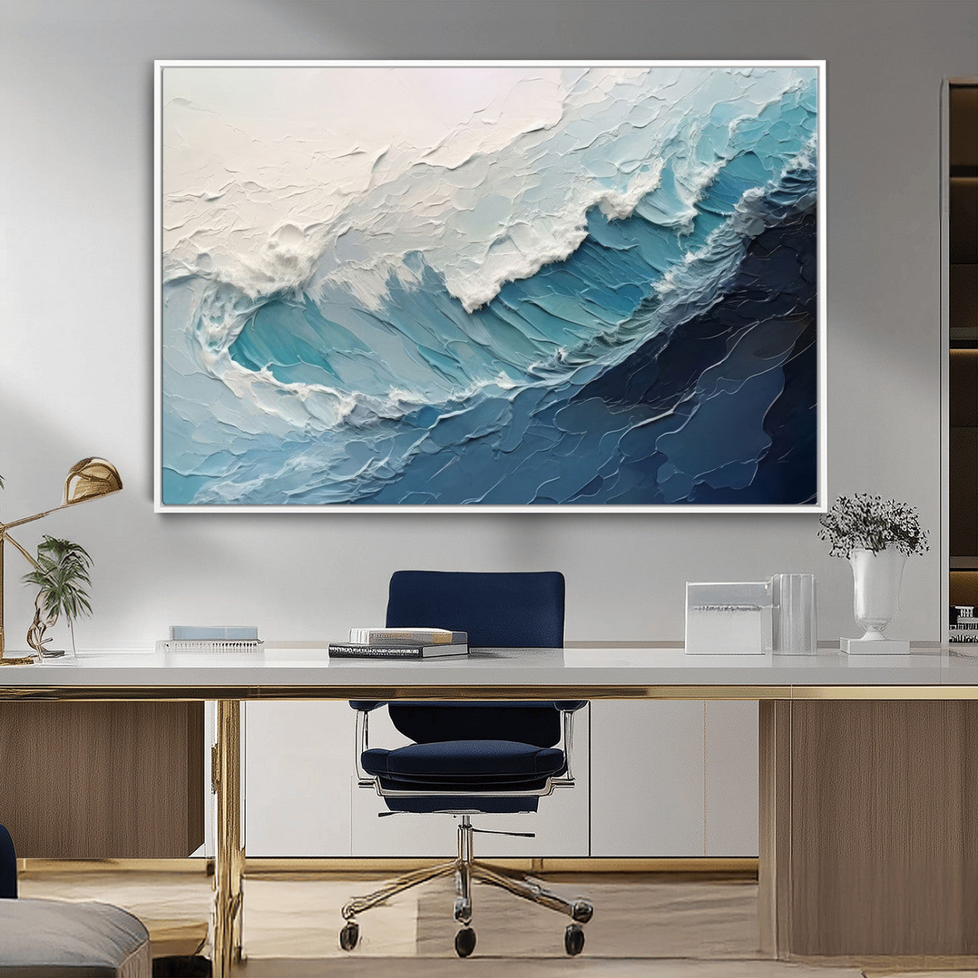 23887-MGV-CV-36X24-Ocean Wave Canvas Wall Art Print – Coastal Living Room Large Ocean Wave Seascape Wall Art for Home, Office, Living Room