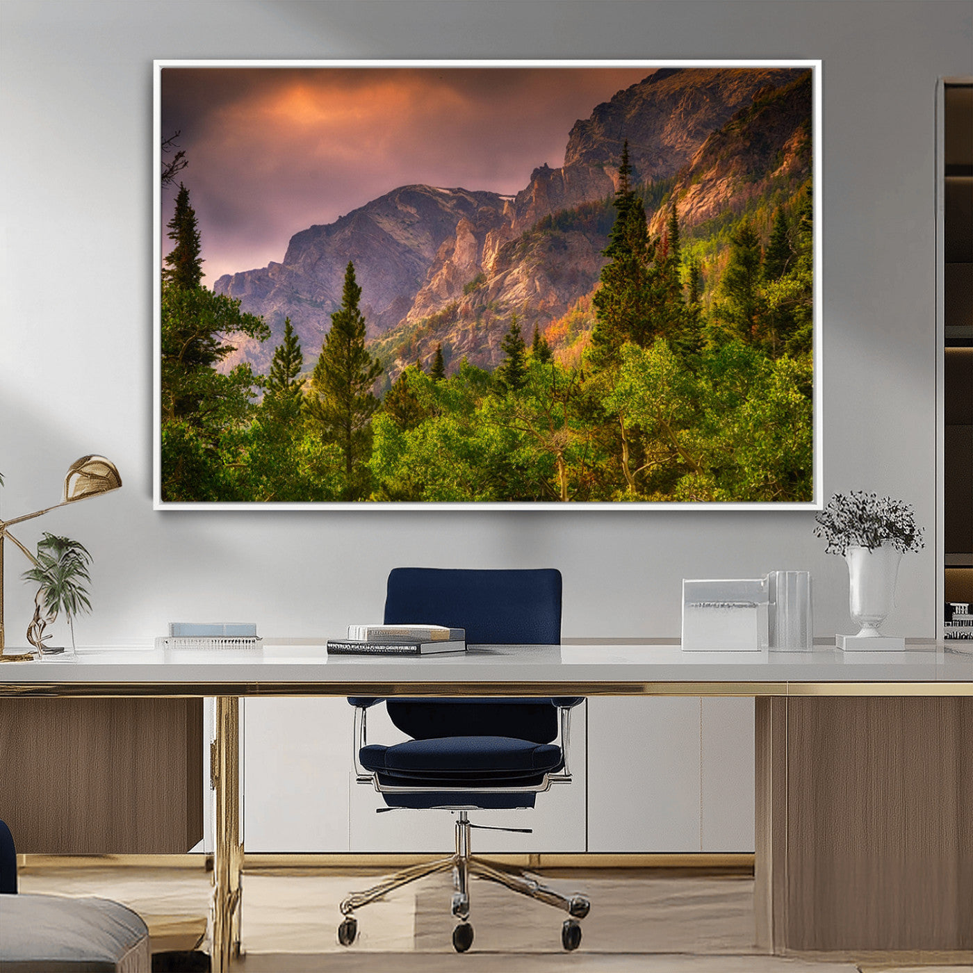 -Colorado Rockies Mountains Wall Art Canvas Print | Ready to Hang Framed Mountain Landscape