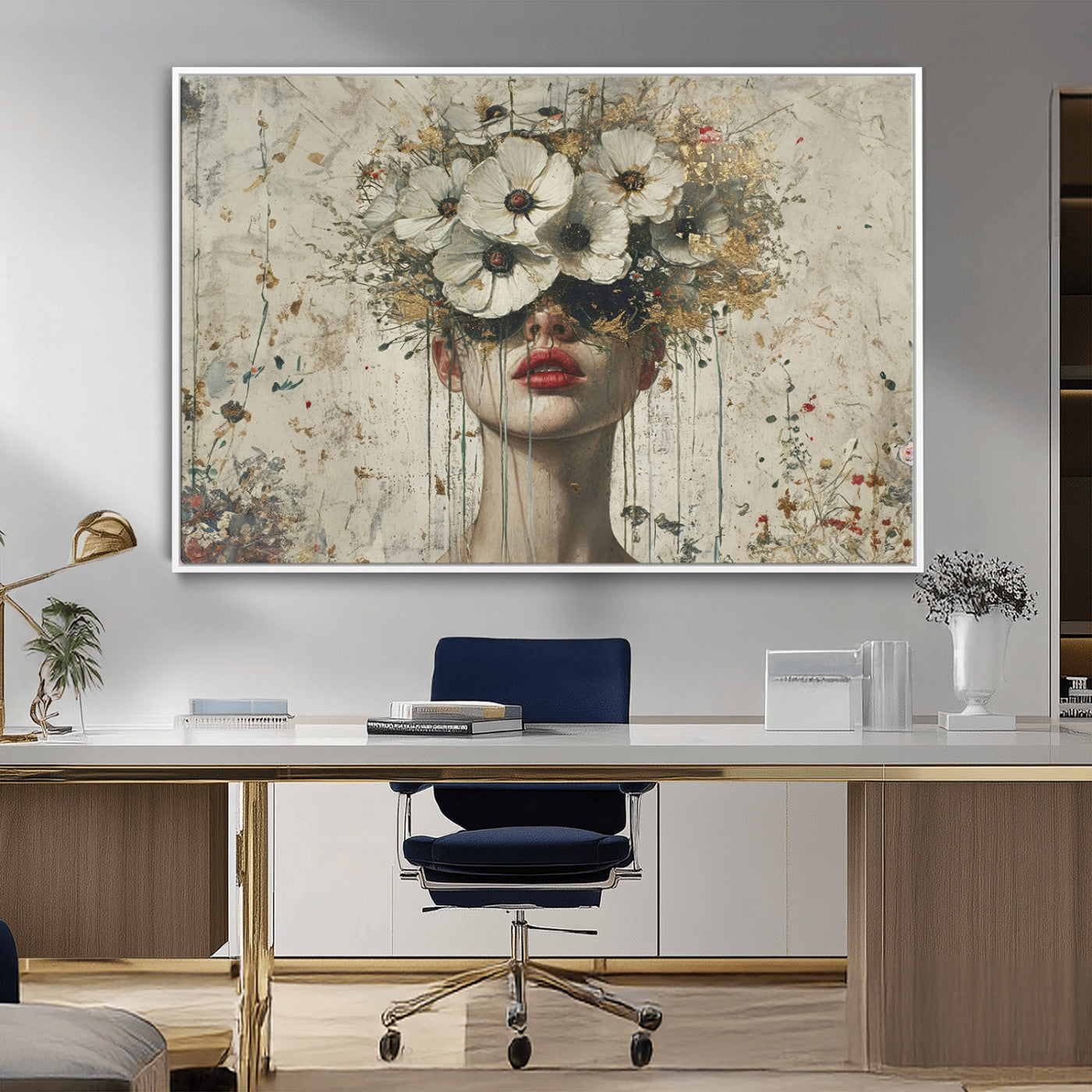 72759-MGV-CV-36X24-Abstract Floral Women Patel Wall Art Canvas Print