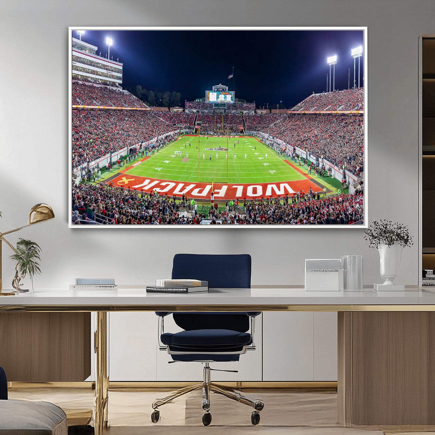 80943-MGV-CV-36X24-Wolfpack Football Team Print - Raleigh Carter-Finley Stadium Wall Art Canvas Print