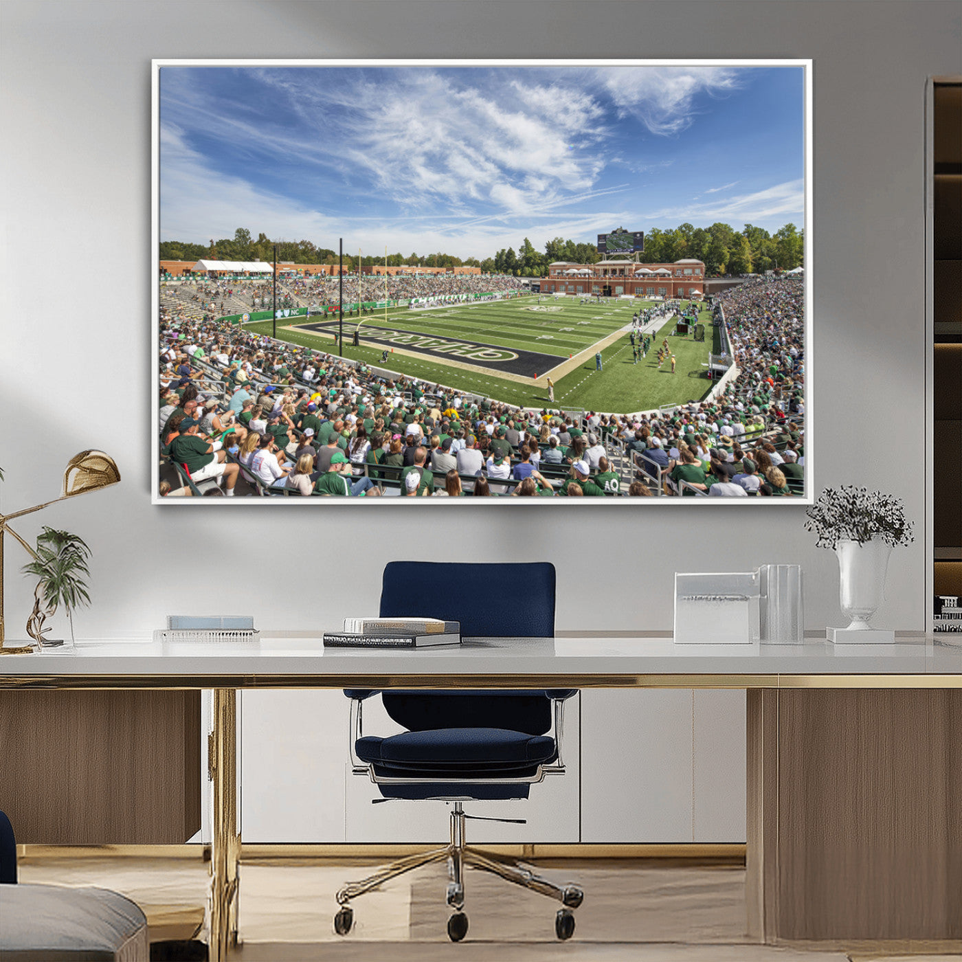 67799-MGV-CV-36X24-University of Charlotte 49ers Football Team Print - Charlotte Jerry Richardson Stadium Canvas Print