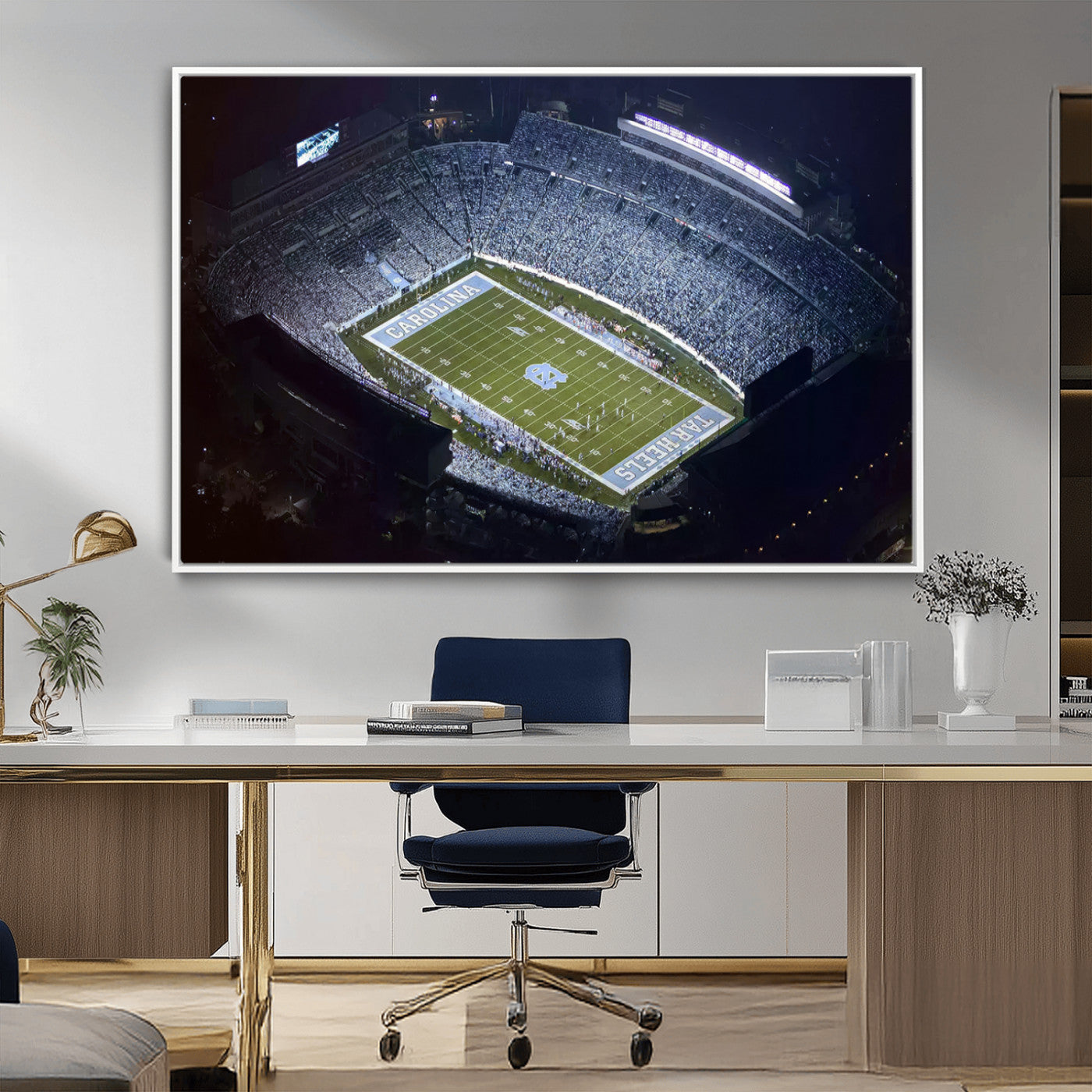 88375-MGV-CV-36X24-University of North Carolina Tar Heels Football Team Print - Chapel Hill Kenan Memorial Stadium