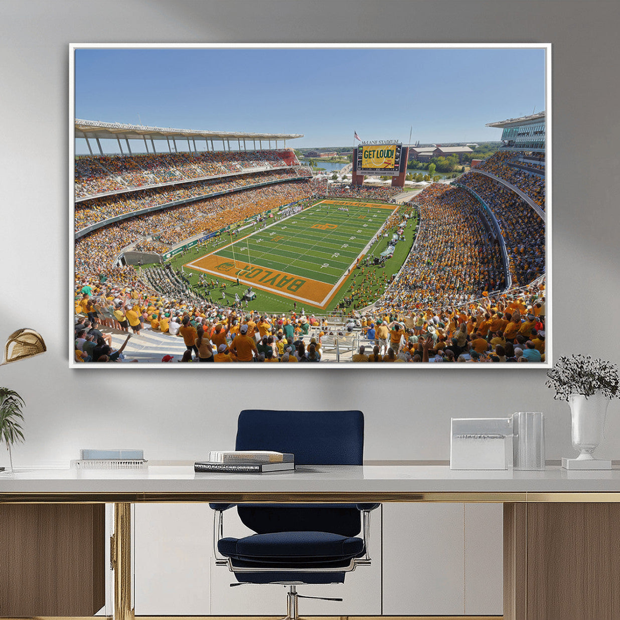 49912-MGV-CV-36X24-Baylor University Bears Football Team Print - Waco McLane Stadium Wall Art Canvas Print
