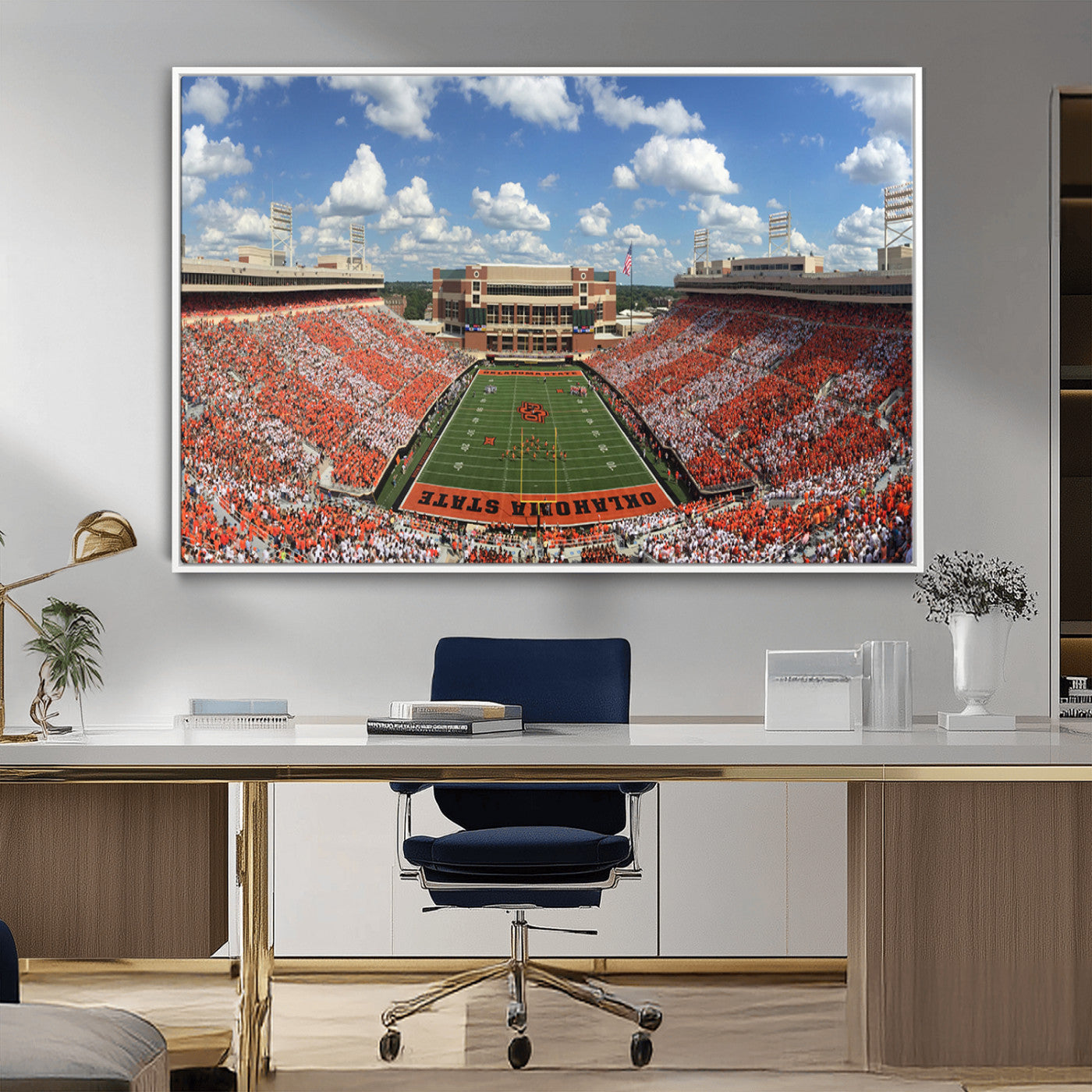 65192-MGV-CV-36X24-Oklahoma State Cowboys Football Team Print - Stillwater Boone Pickens Stadium Wall Art Canvas Print