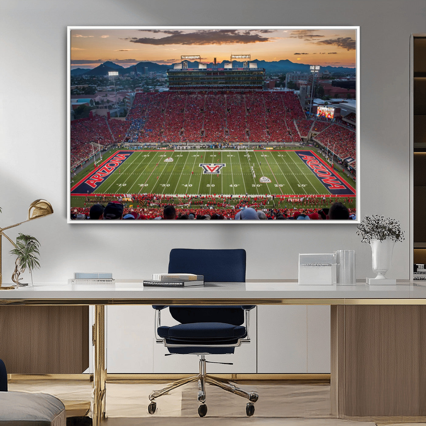 99722-MGV-CV-36X24-Framed Arizona Wildcats Football Team Print - Tucson Arizona Stadium Wall Art Canvas Print