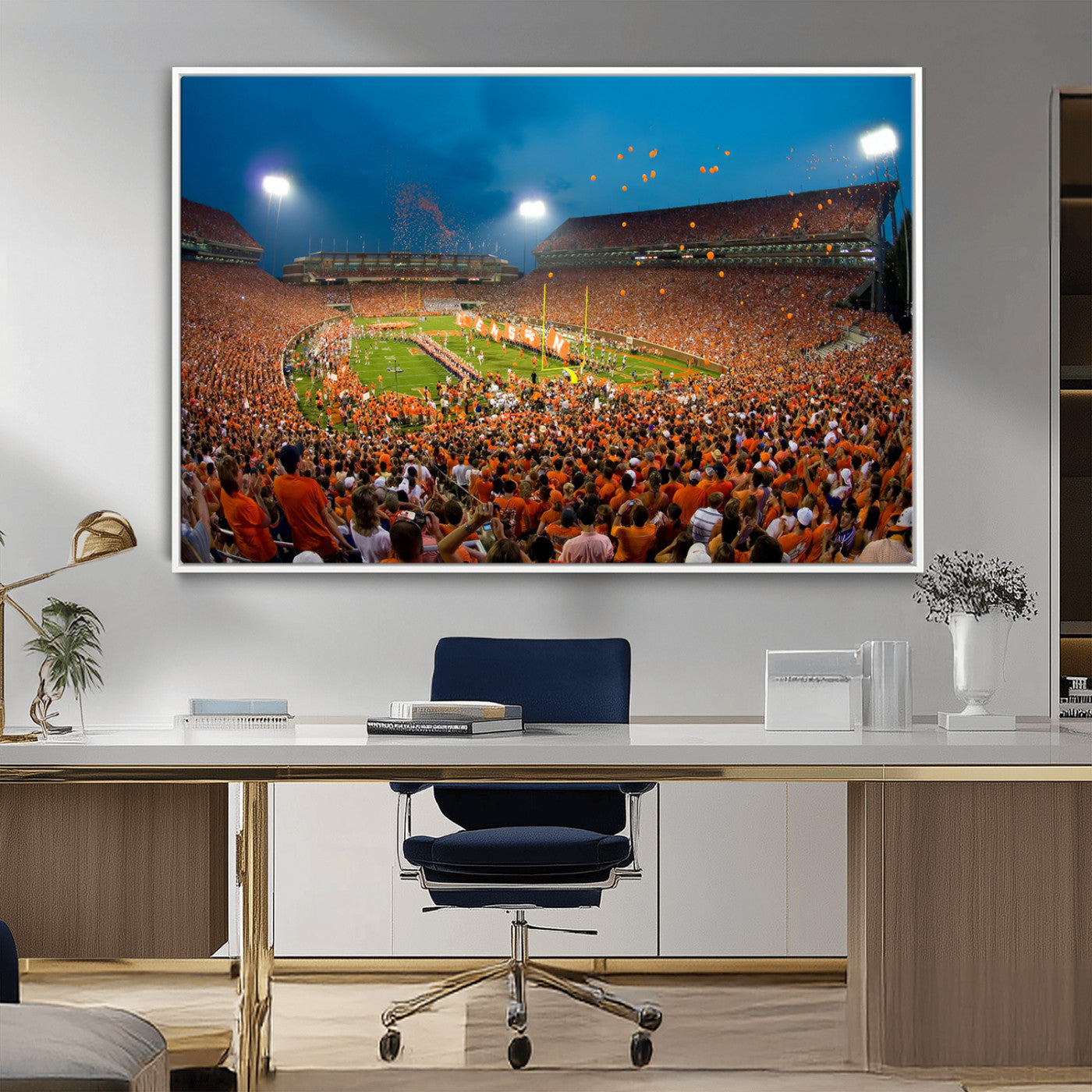 -Clemson University Tigers Football Team Print - Clemson Memorial Stadium Wall Art Canvas Print