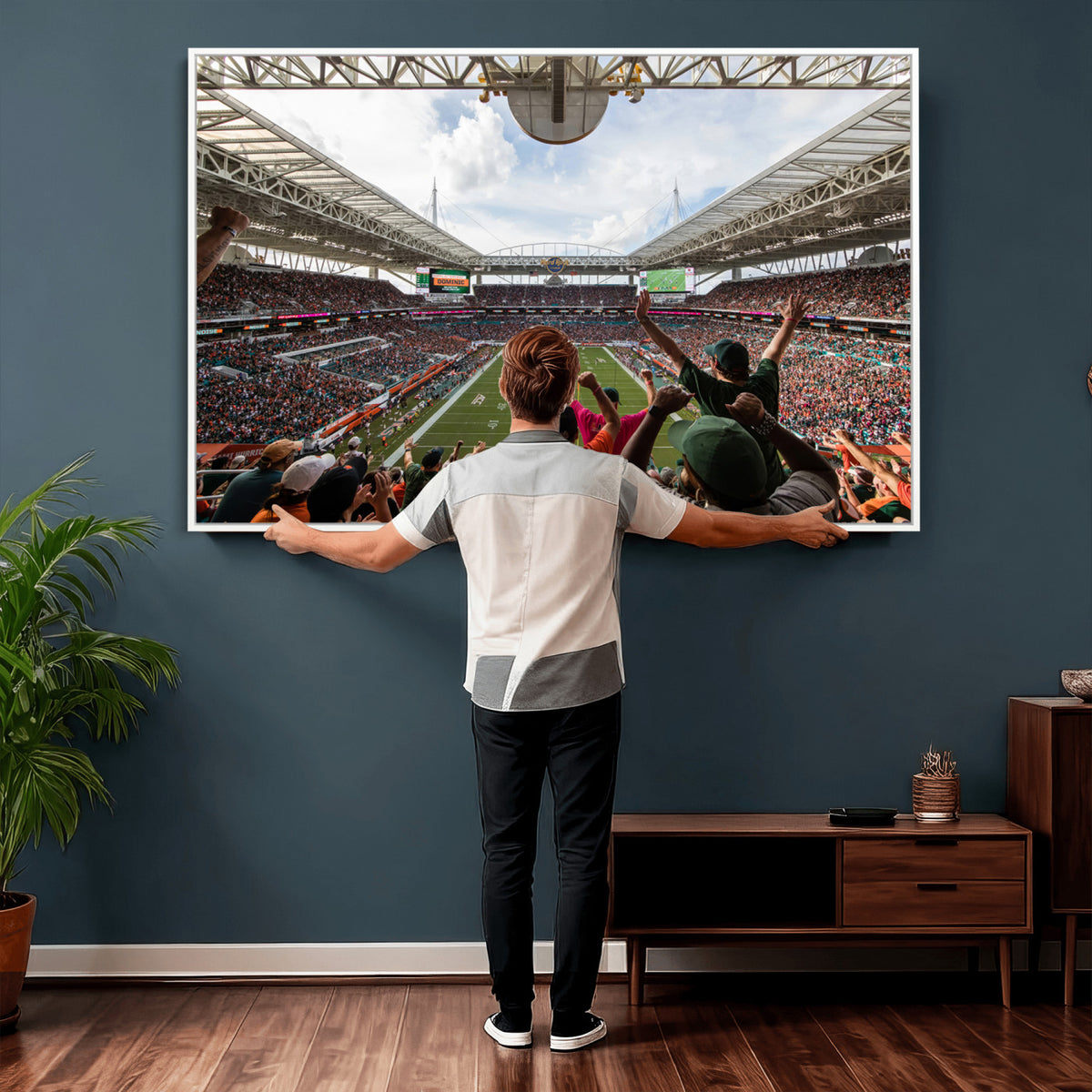 66239-PAN-FL-20X10 - Miami Hurricanes Football Team Wall Art Print - Miami Hard Rock Stadium Wall Art Canvas Print
