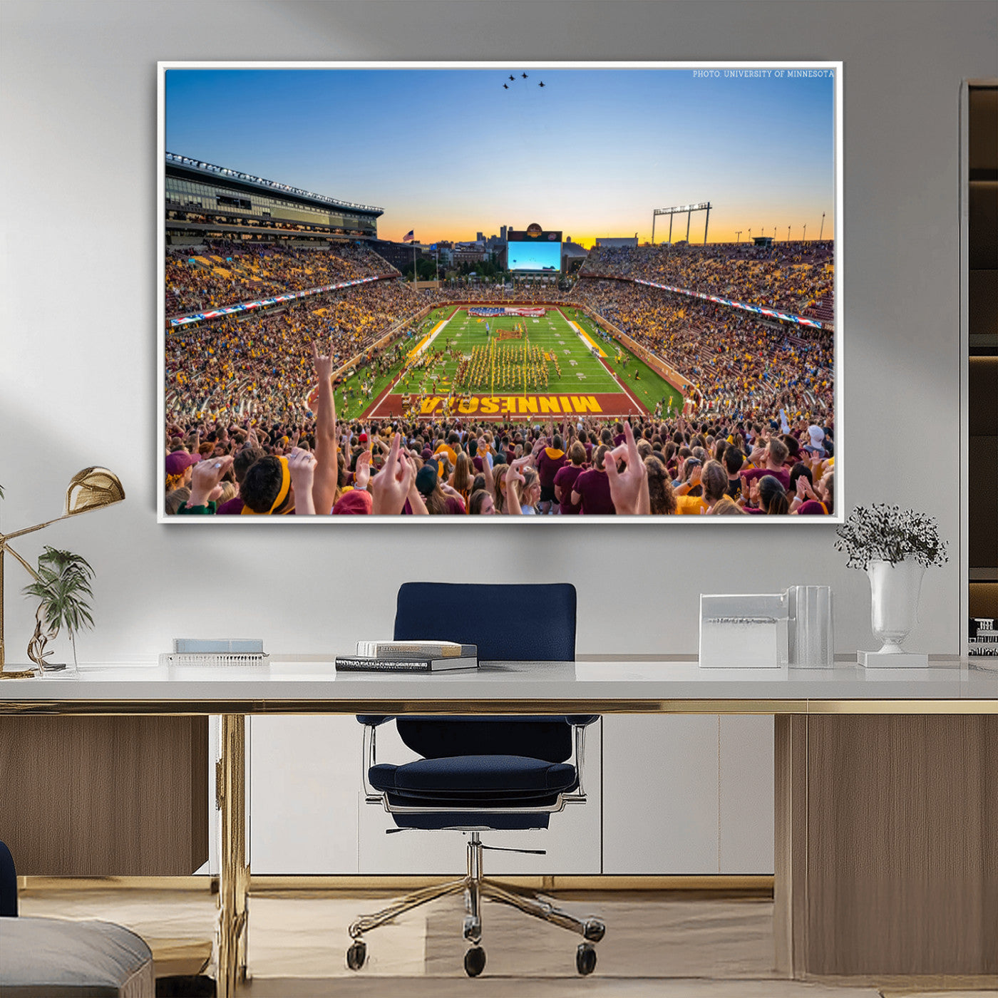 63452-MGV-CV-36X24-University of Minnesota Golden Gophers Football Team Print - Minneapolis Huntington Bank Stadium