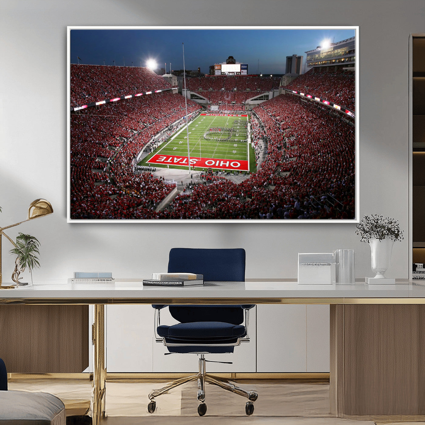 98743-MGV-CV-36X24-Ohio State University Buckeyes Football Team Print - Columbus Ohio Stadium Wall Art Canvas Print