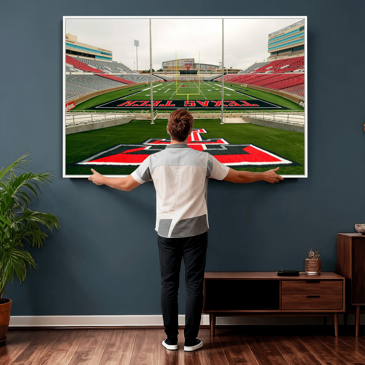 43169-PAN-FL-20X10 - Texas Tech Red Raiders Football Team Print - Lubbock Jones AT&T Stadium Wall Art Canvas Print