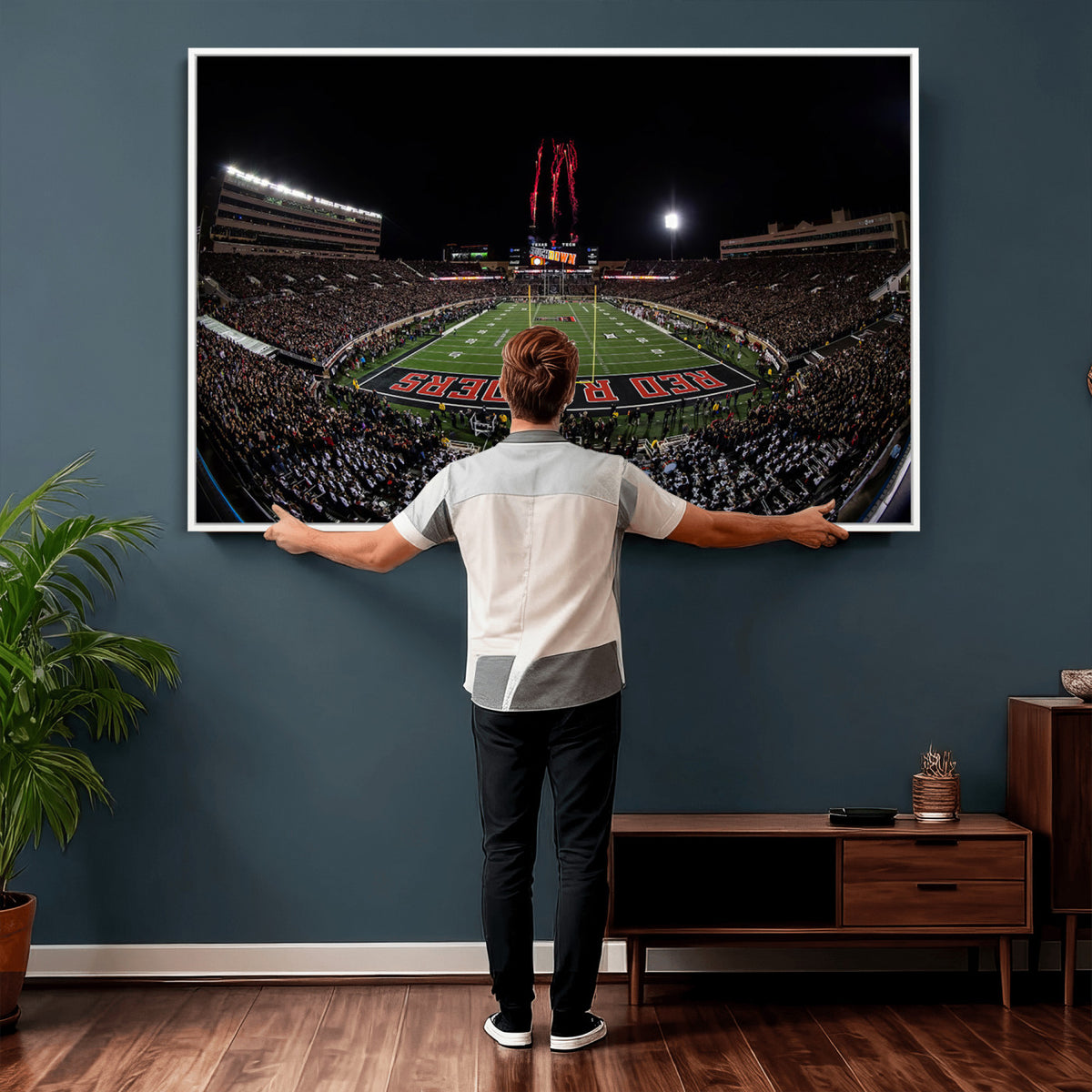 83122-PAN-FL-20X10 - Framed Texas Tech Red Raiders Stadium Canvas, Texas Tech Red Raiders Football Team Print - Lubbock