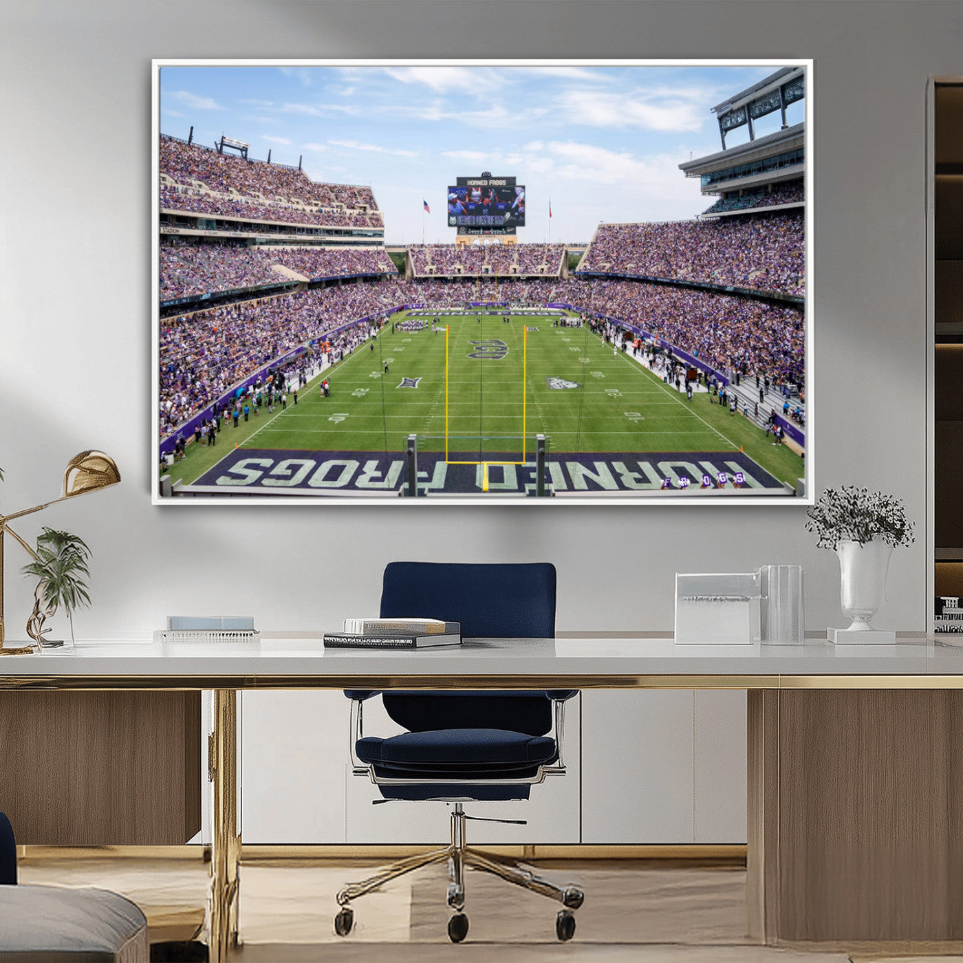 27650-MGV-CV-36X24-TCU Horned Frogs Football Team Print - Fort Worth Amon G. Carter Stadium Wall Art Canvas Print