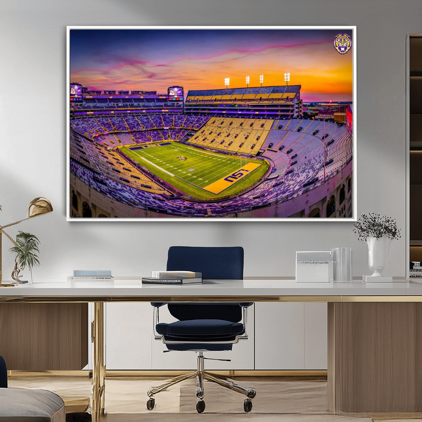 93538-MGV-CV-36X24-The Louisiana State University Tigers Football Team Print - Baton Rouge Tiger Stadium Wall Art