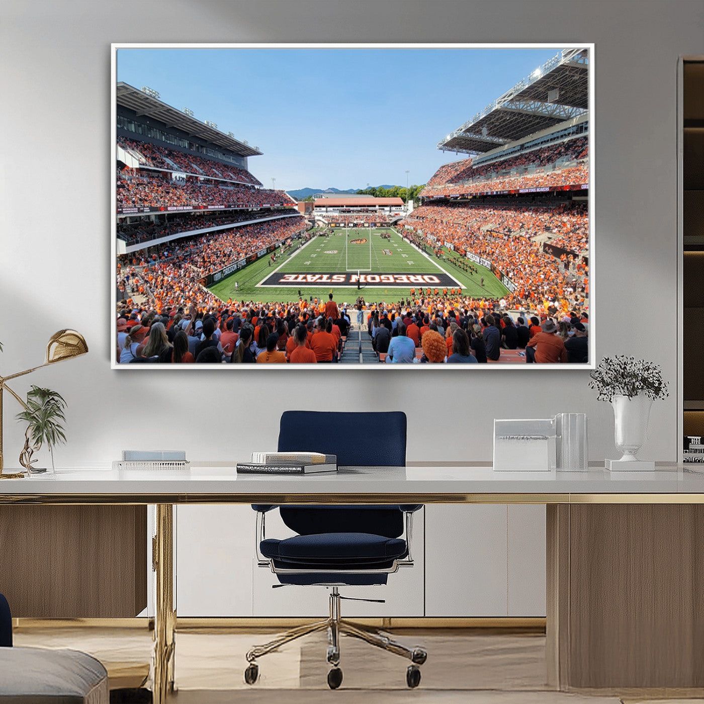 35211-MGV-CV-36X24-Oregon State Beavers Football Team Print - Corvallis Reser Stadium Wall Art Canvas Print