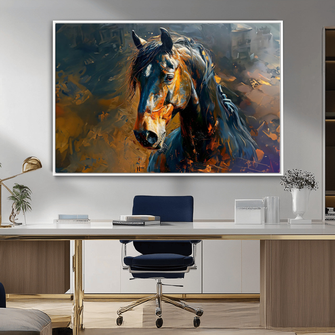 29909-MGV-CV-36X24-Abstract Horse Wall Art Canvas Print | Farmhouse Wall Decor | Western Cabin Art | Rustic Horse Decor