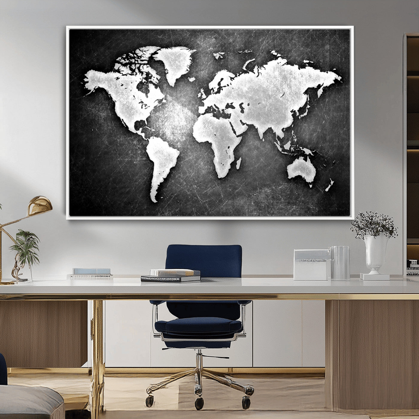 34390-MGV-FC-36X24_White-Push Pin World Map Canvas Print – Travel Tracker Wall Art for Couples, Perfect Anniversary Gift for Home or Office Decor