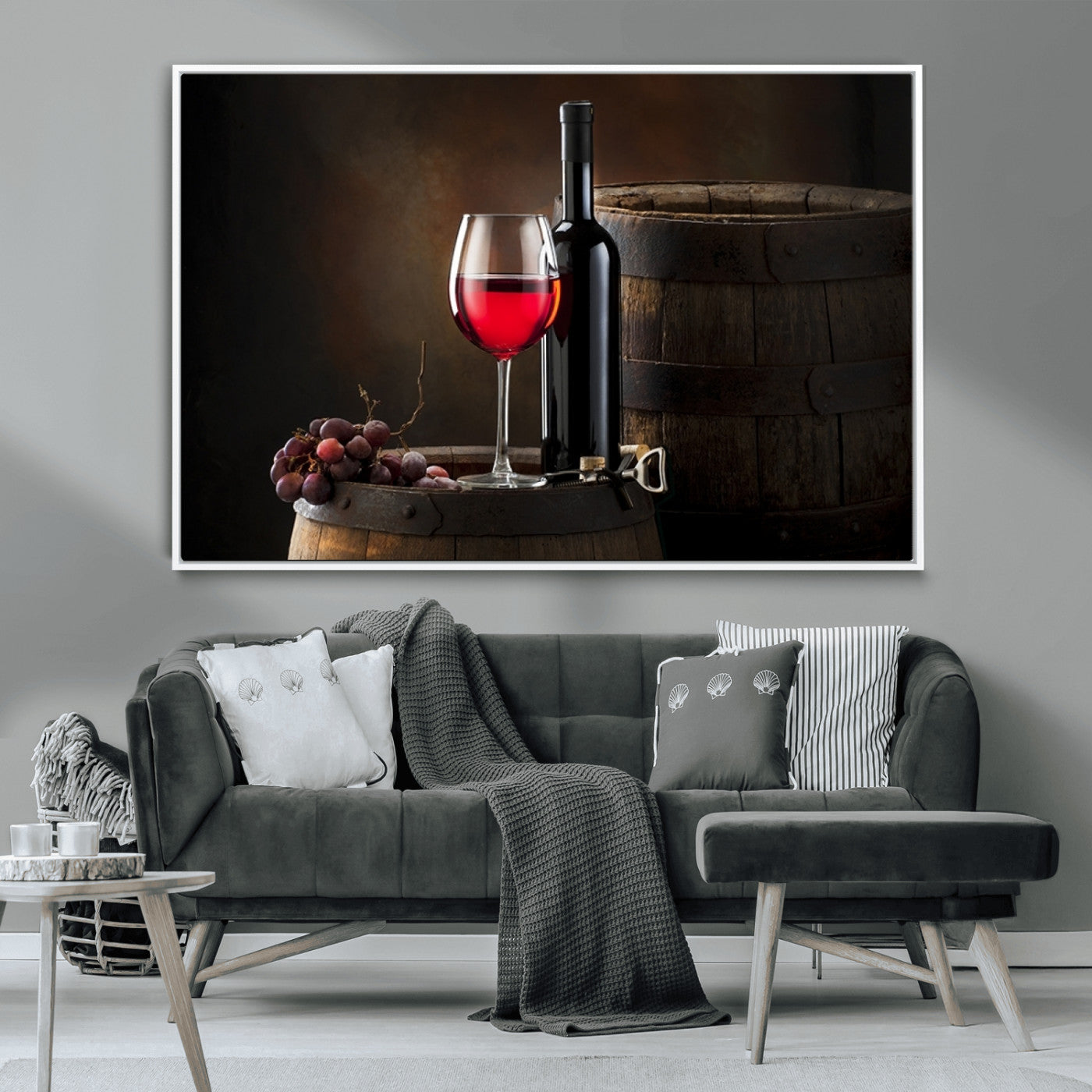 -Red Wine and Bottle Canvas Print