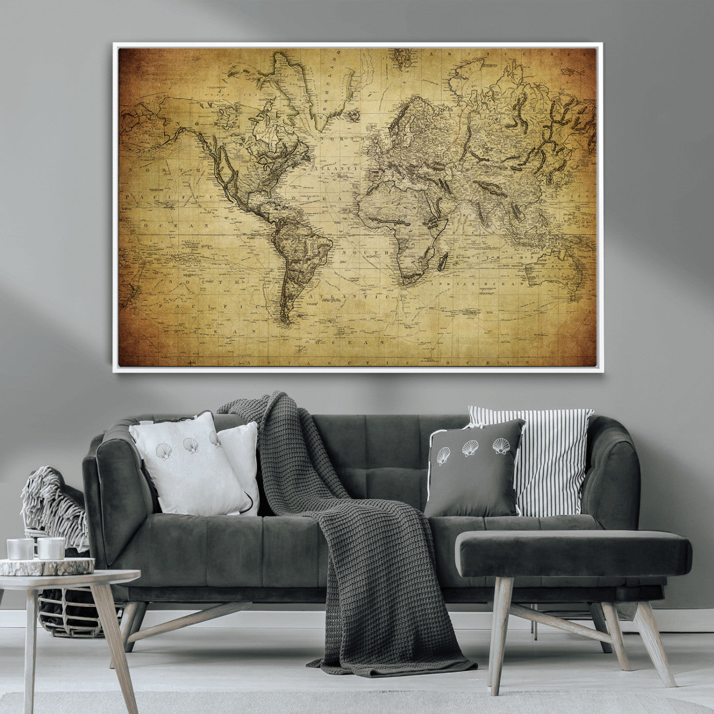 -Push Pin World Map Canvas Print – Travel Tracker Wall Art for Couples, Perfect Anniversary Gift for Home or Office Decor