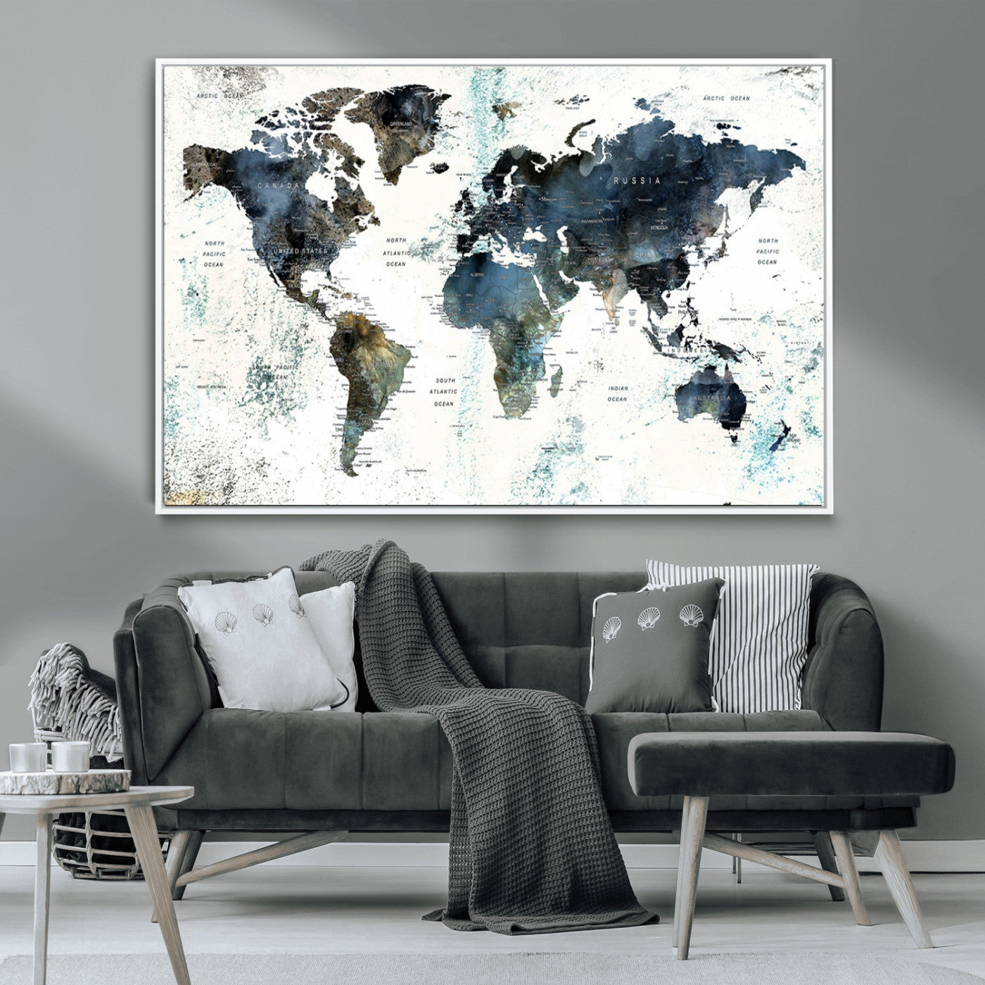 75398-MGV-CV-36X24-Push Pin World Map Canvas Print – Travel Tracker Wall Art for Couples, Perfect Anniversary Gift for Home or Office Decor
