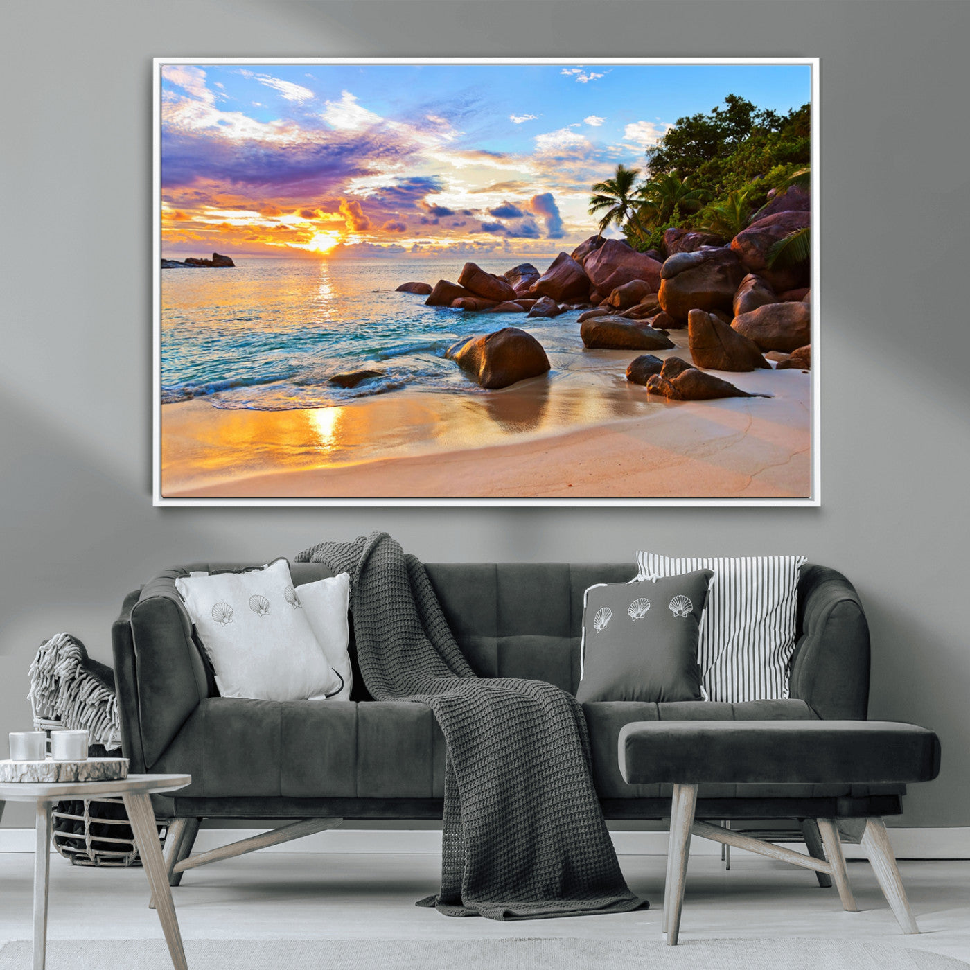 -Tropical Island Beach Sunset Canvas Print