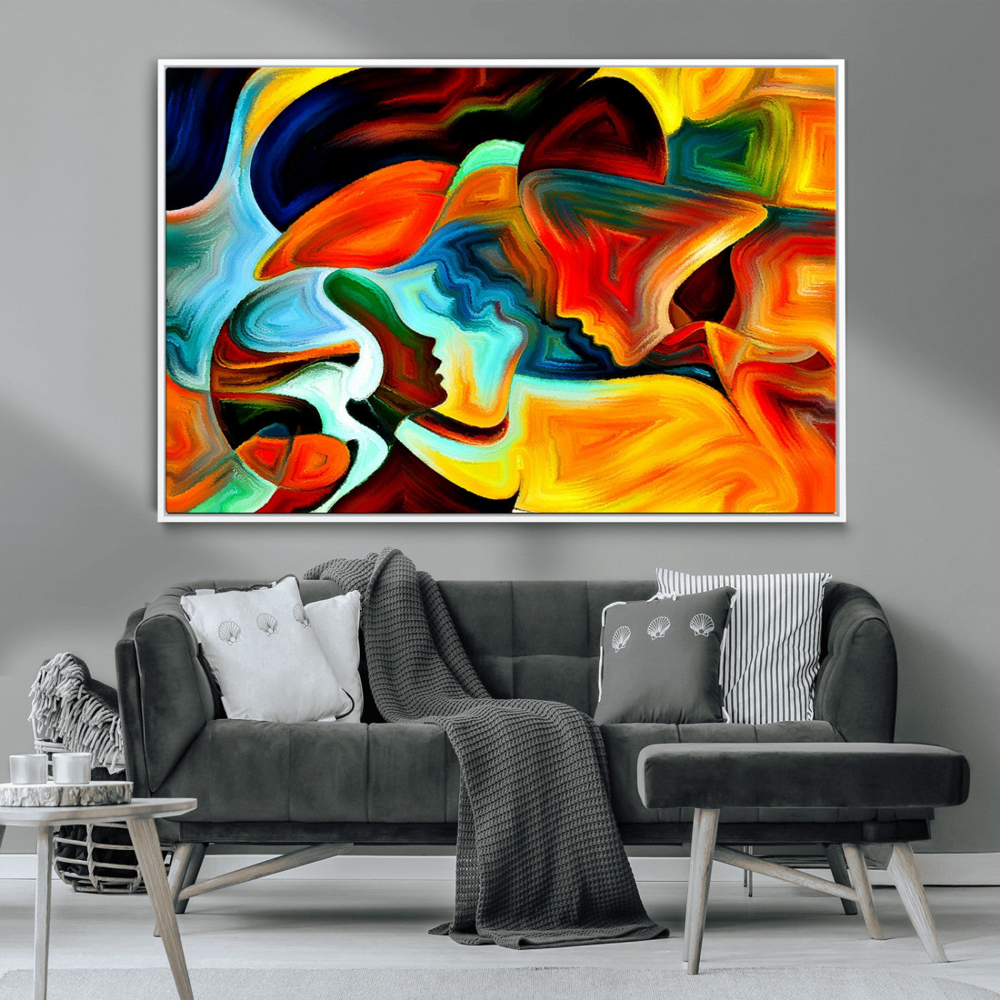70242-MGV-CV-36X24-Human Love Figures Abstract Wall Art Canvas Print