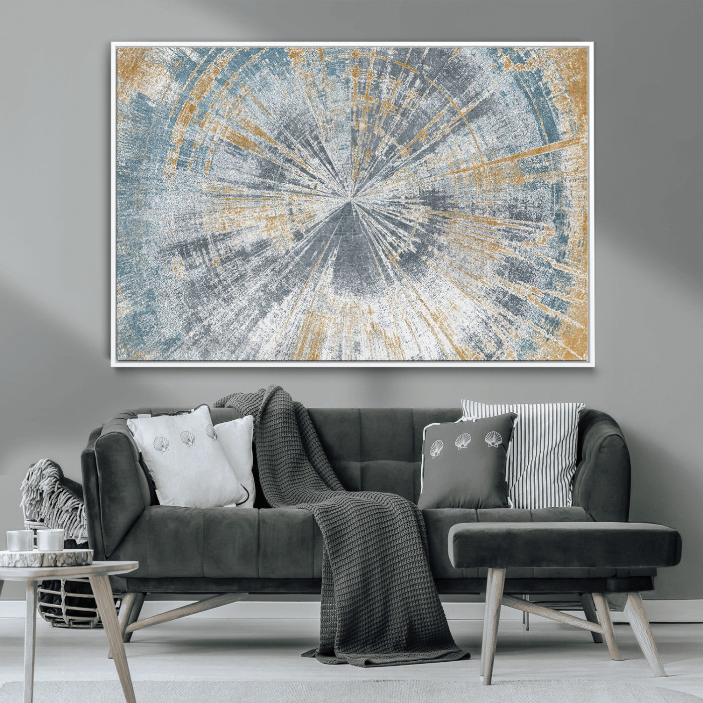 17631-MGV-CV-36X24-Radiant Abstract Wood Rings Canvas Art – Modern Triptych Wall Decor for Living Room or Farmhouse