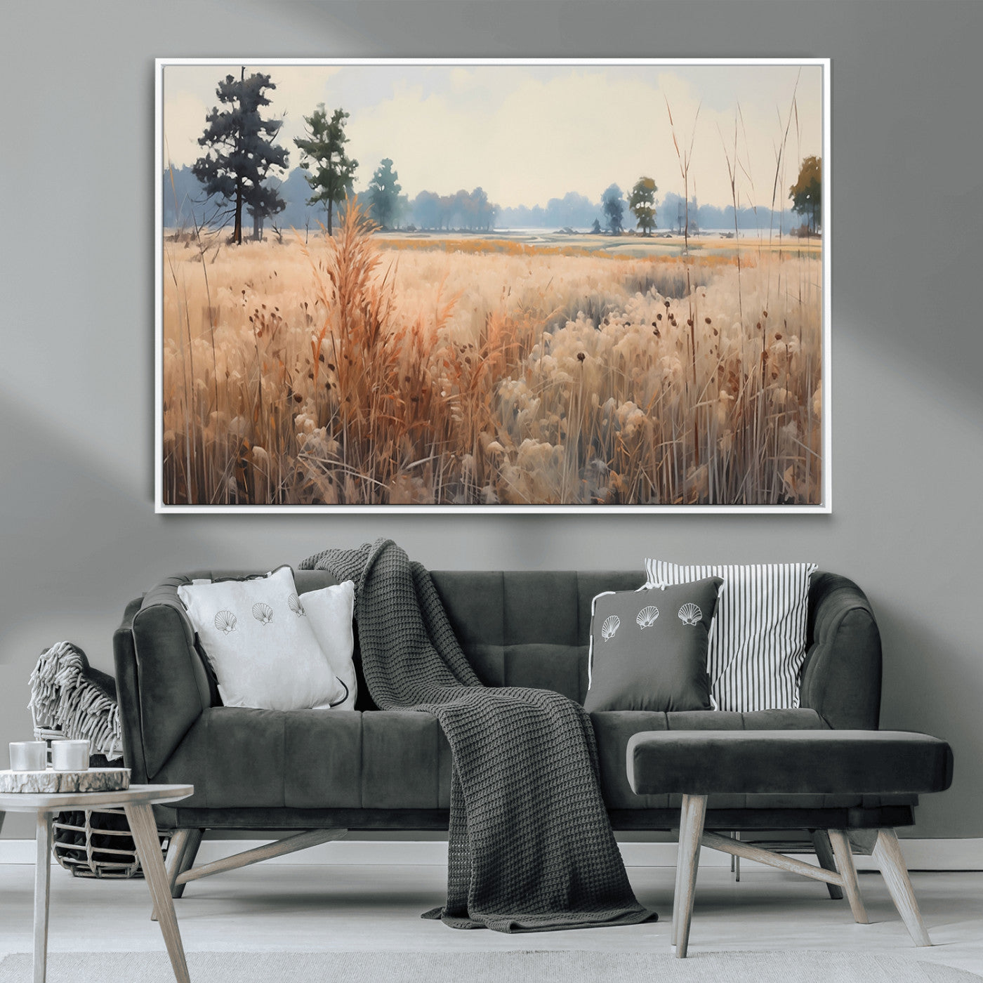 98822-MGV-CV-36X24-Golden Fields Canvas Wall Art Print – Serene Landscape of Nature’s Tranquility in Minimalist Modern