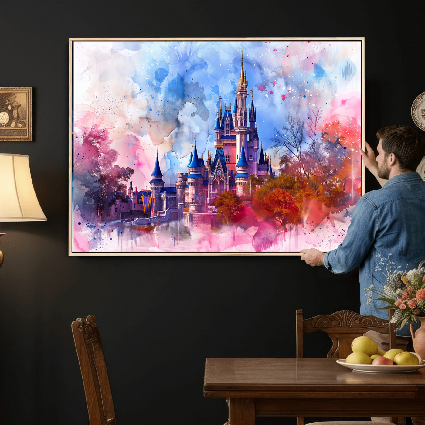 58662-MGV-CV-36X24 - Disney Wall Art: Dreamy Watercolor Cinderella Castle Canvas Print