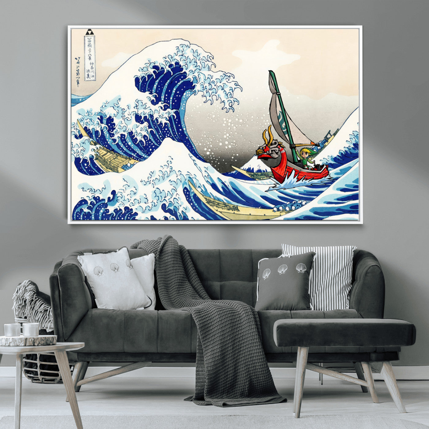 19450-MGV-CV-36X24-Katsushika Hokusai Kanagawa Giant Wave Wall Art Canvas Print | Iconic Japanese Art for Living Room