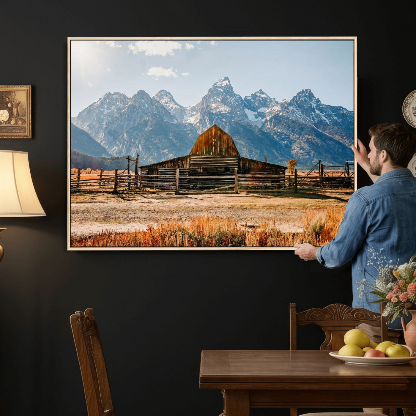 26513-MGV-CV-36X24 - Vintage Old Barn Field Wall Art Canvas Print for Farmhouse Decor - Rustic Barn Wall Art Canvas Print