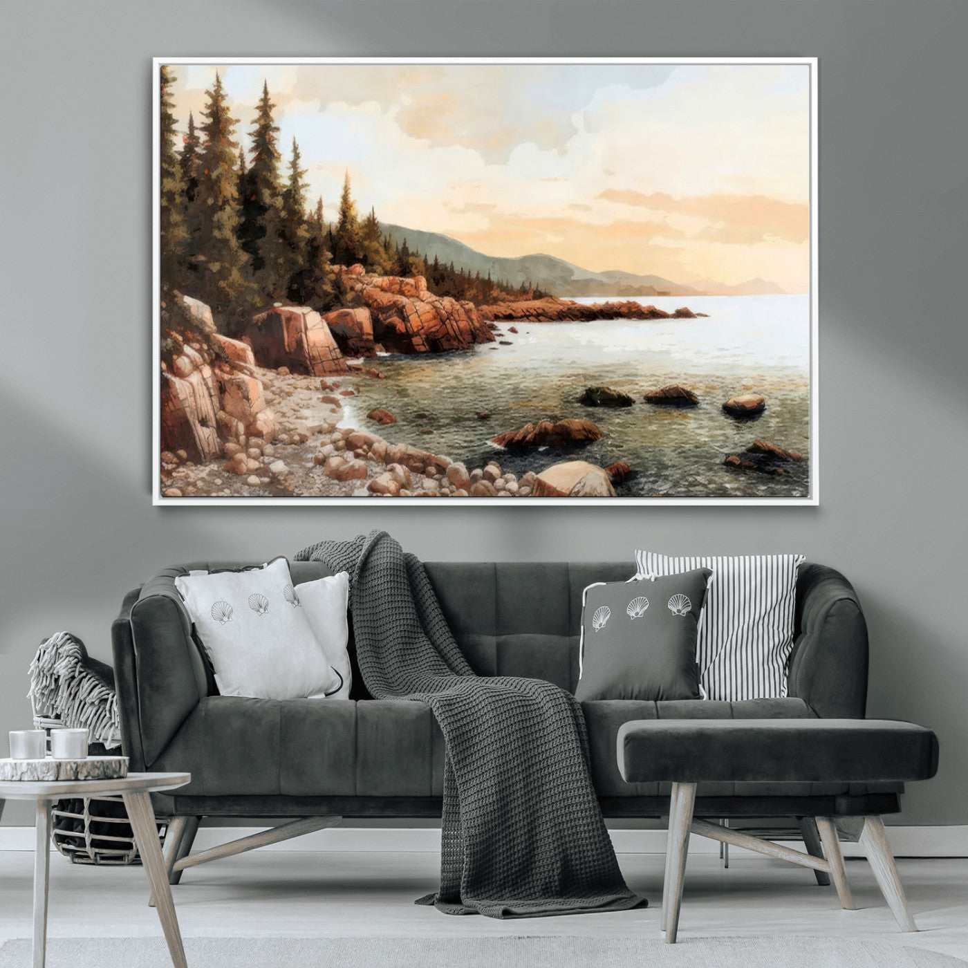 77145-MGV-CV-36X24-Serene Coastal View of Acadia National Park Wall Art - Stunning 3-Panel Wall Art Canvas Print,