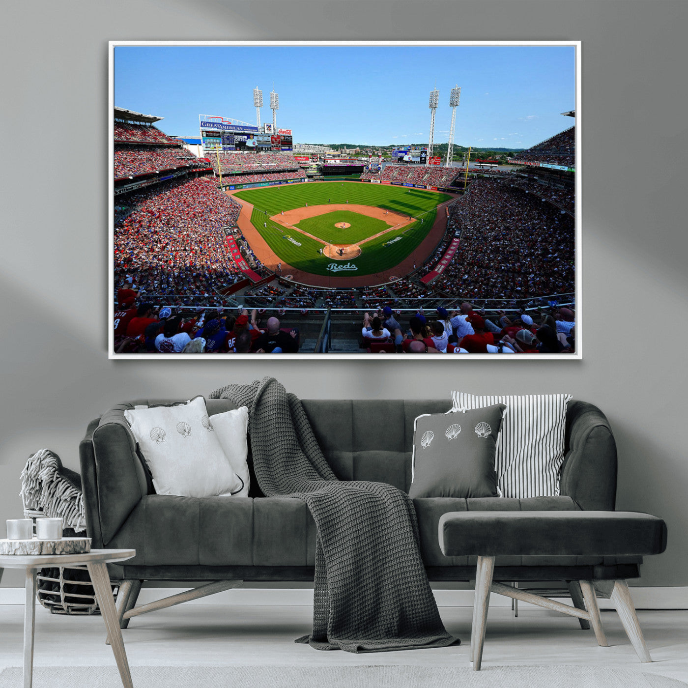 90998-MGV-CV-36X24-Cincinnati Reds Baseball Canvas Print - Great American Ball Park Stadium Wall Art Canvas Print