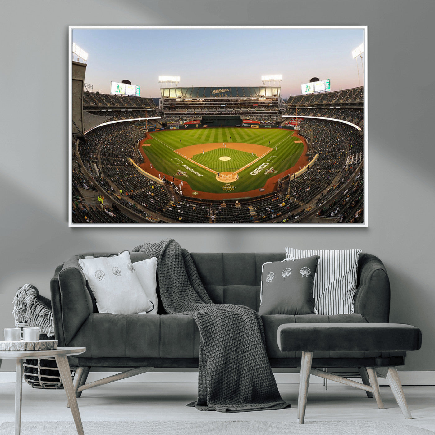 -Oakland Athletics Baseball Team Print - RingCentral Coliseum Stadium Wall Art Canvas Print