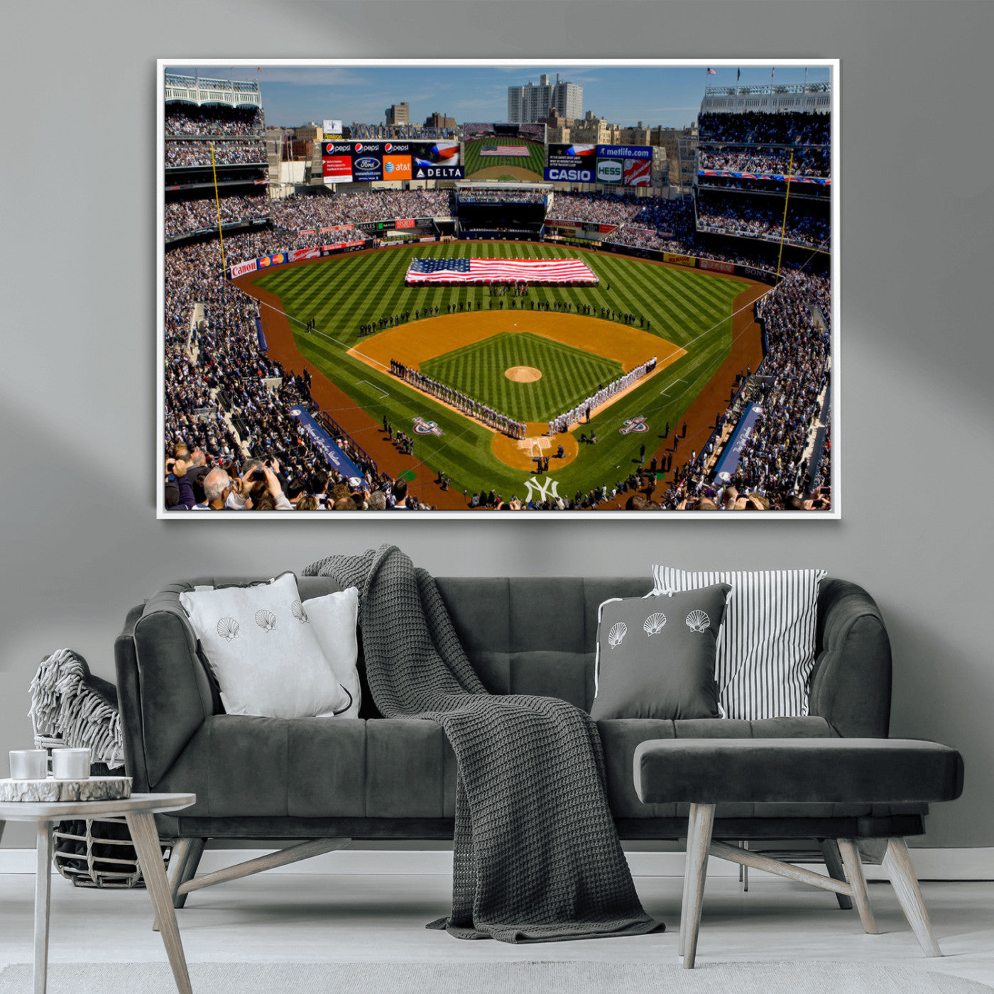 20879-MGV-CV-36X24-Yankee Stadium New York Wall Art Print | 3-Panel Canvas Print of Yankees Baseball Stadium | Large