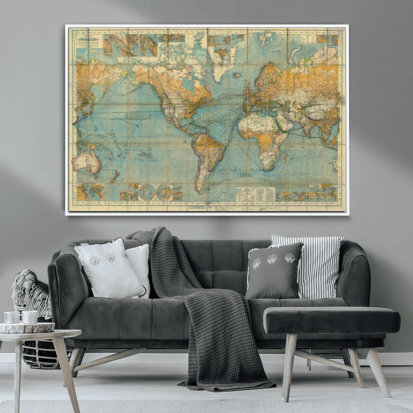 -Push Pin World Map Canvas Print – Travel Tracker Wall Art for Couples, Perfect Anniversary Gift for Home or Office Decor