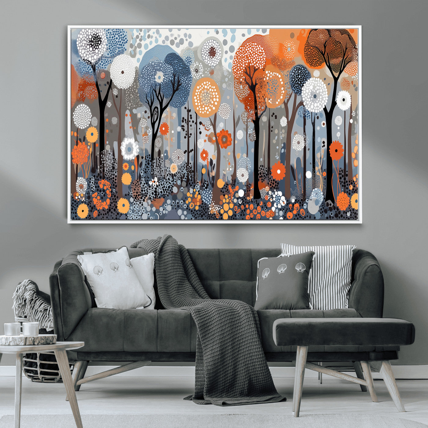 48857-MGV-FC-36X24_White-Abstract Winter Landscape Canvas Wall Art Print - Large Colorful Nature Wall Decor