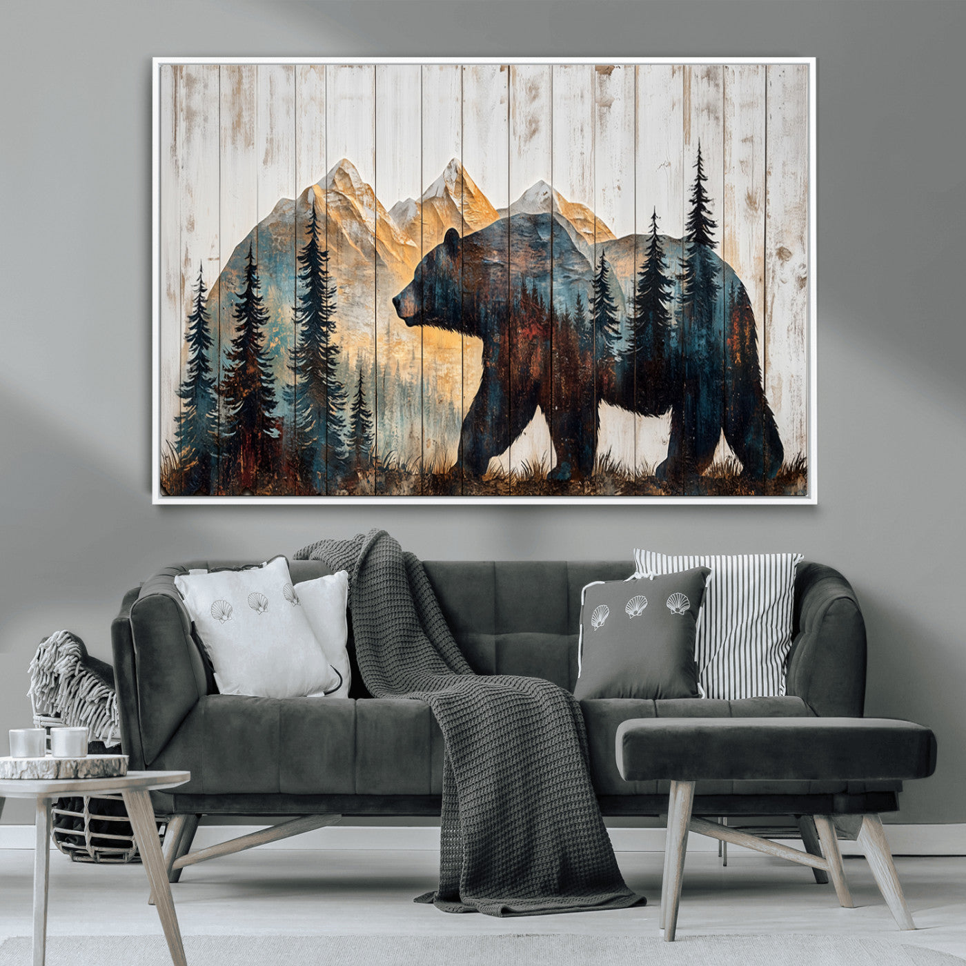 -Rustic Bear Wall Art - Grizzly 399 Bear Wall Art - Mountain Wood Canvas Wall Art - Nature Theme