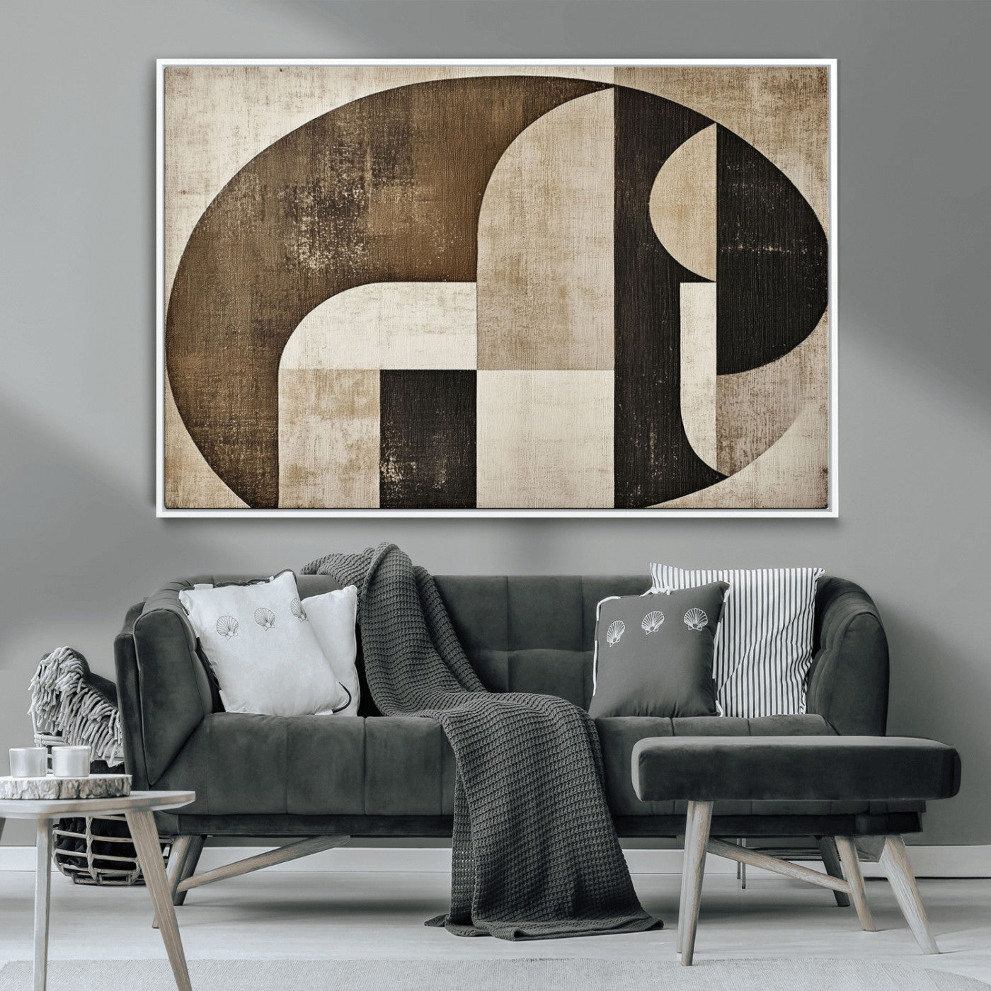 44796-MGV-CV-36X24-Wabi Sabi Abstract Wall Art | Geometric Modern Minimalist Canvas Print with Neutral Mid Century Art