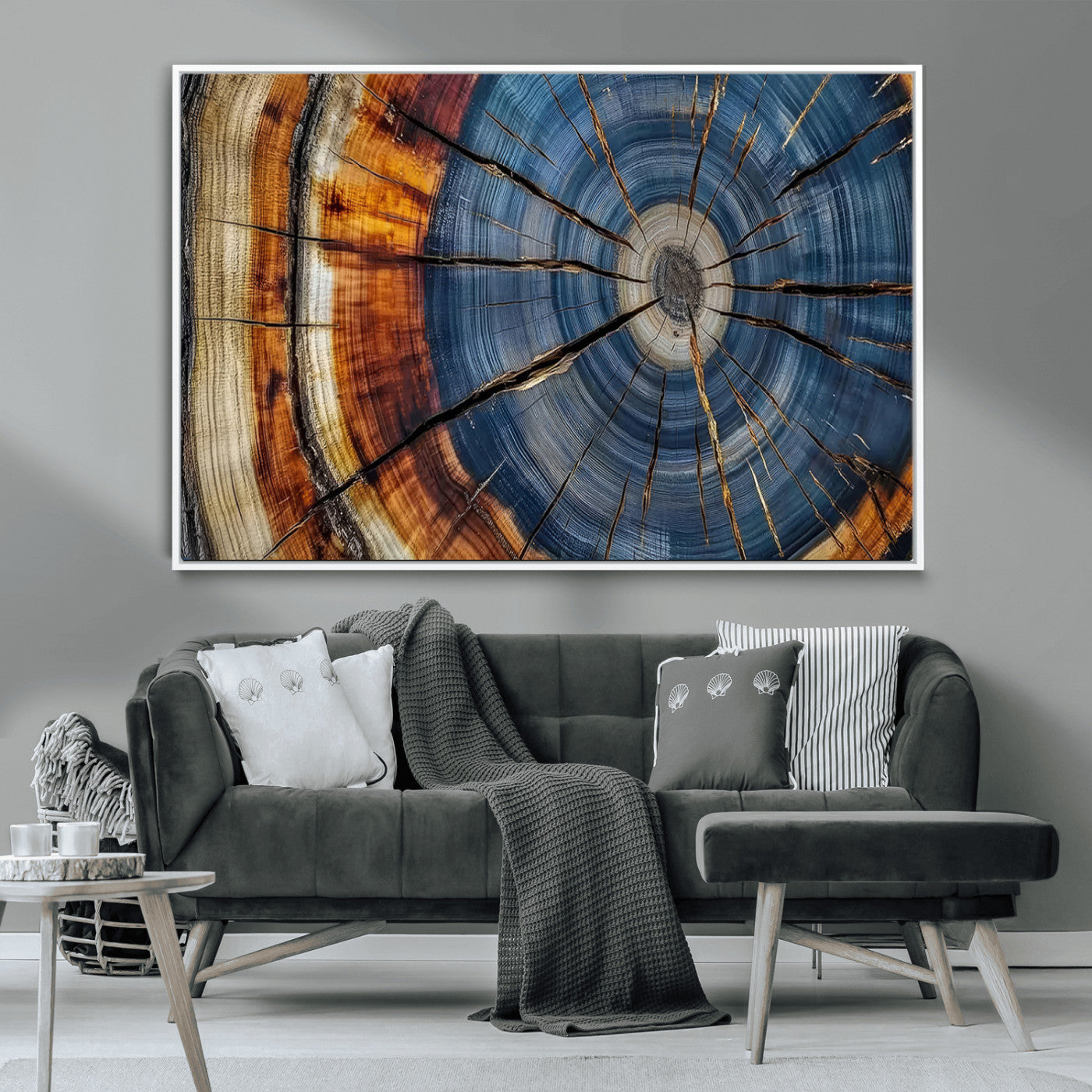 10583-MGV-CV-36X24-Abstract Tree Rings Canvas Wall Art - Wood Grain Canvas Print - Nature-Inspired Modern Wood Grain