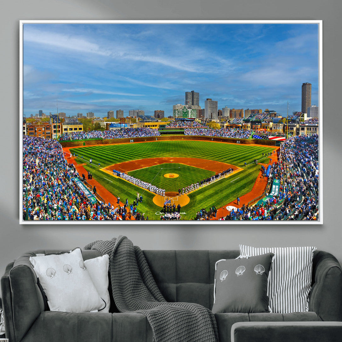 78105-MGV-CV-36X24-Wrigley Field Chicago Cubs Panoramic Canvas Print – Multi-Piece Iconic Baseball Stadium Wall Art for Home, Office