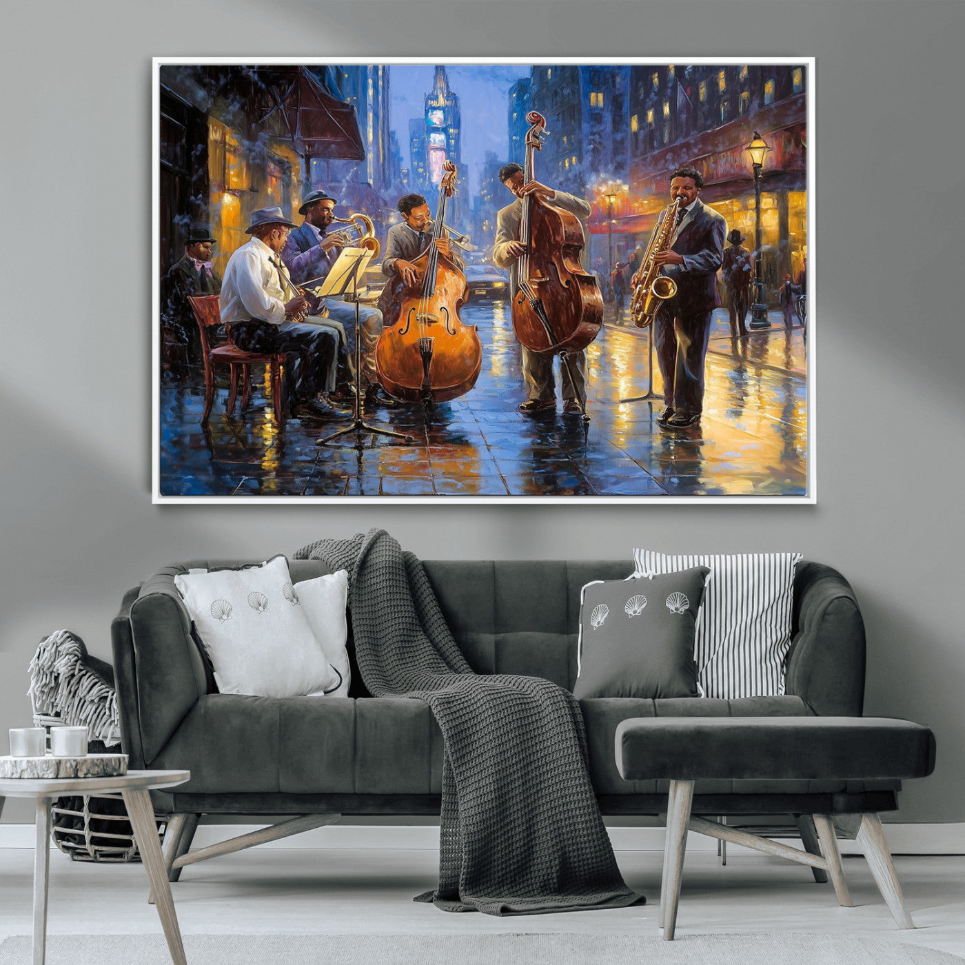 58694-MGV-FC-36X24 - Colorful Jazz Wall Art - African American Music Canvas Print - Framed Abstract Music Poster for Home