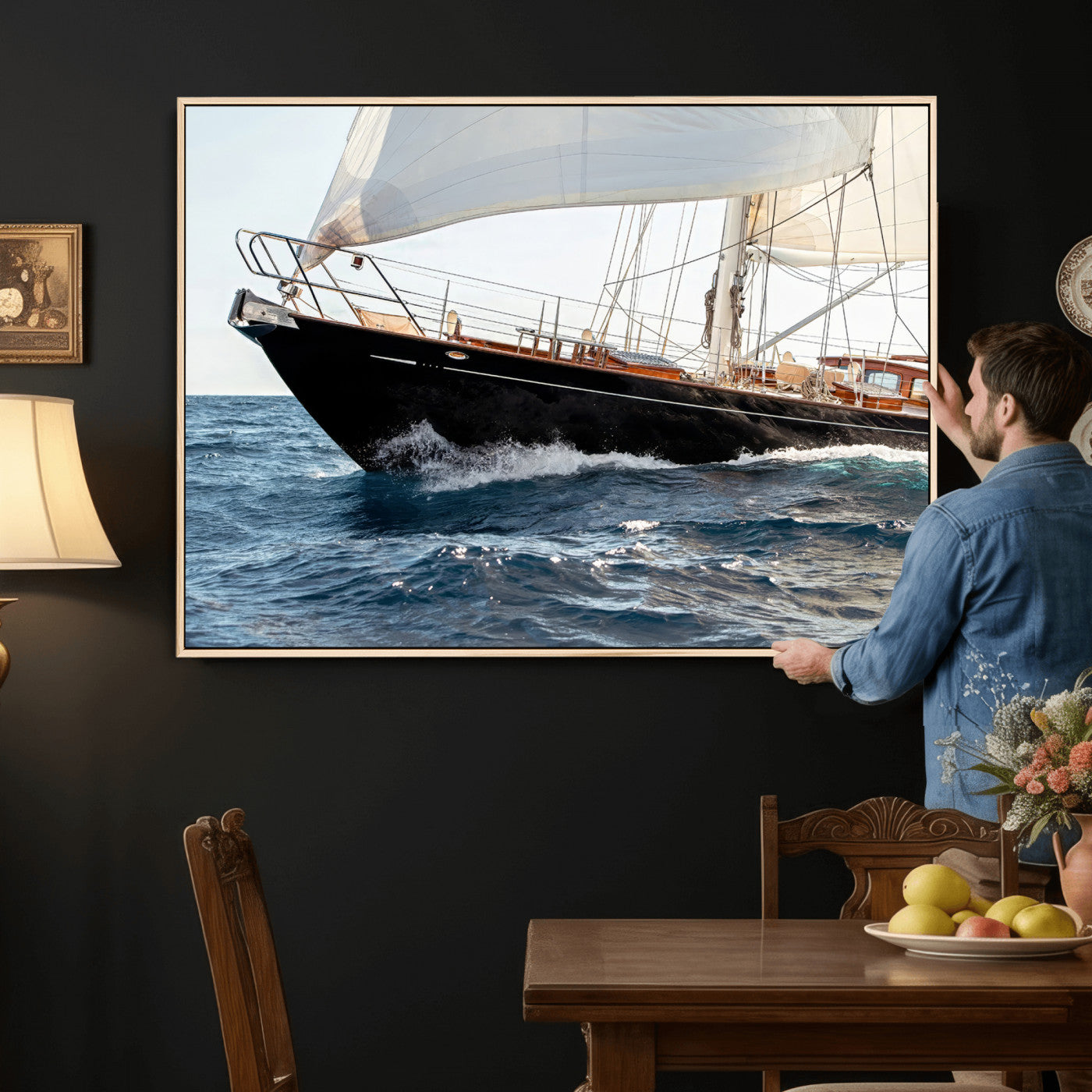 97168626-MGV-CV-36X24 - Boat Yacht Wall Art – Ocean Waves & Sailing Adventure Canvas Print, Nautical Elegance & Marine Journey for Living Room or Luxury Decor